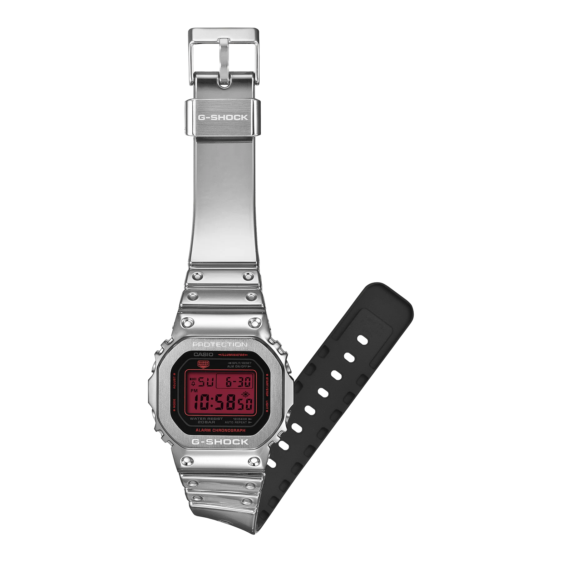 G-Shock Digital Fine Metallic Series Silver Resin Band Stainless Steel Case Watch GM5600YRA-8D