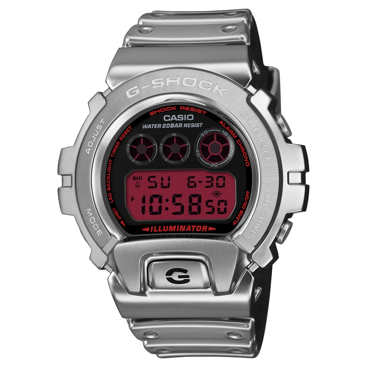 G-Shock Digital Fine Metallic Series Silver Resign Band Stainless Steel Case Men's Watch GM6900YRA-8D