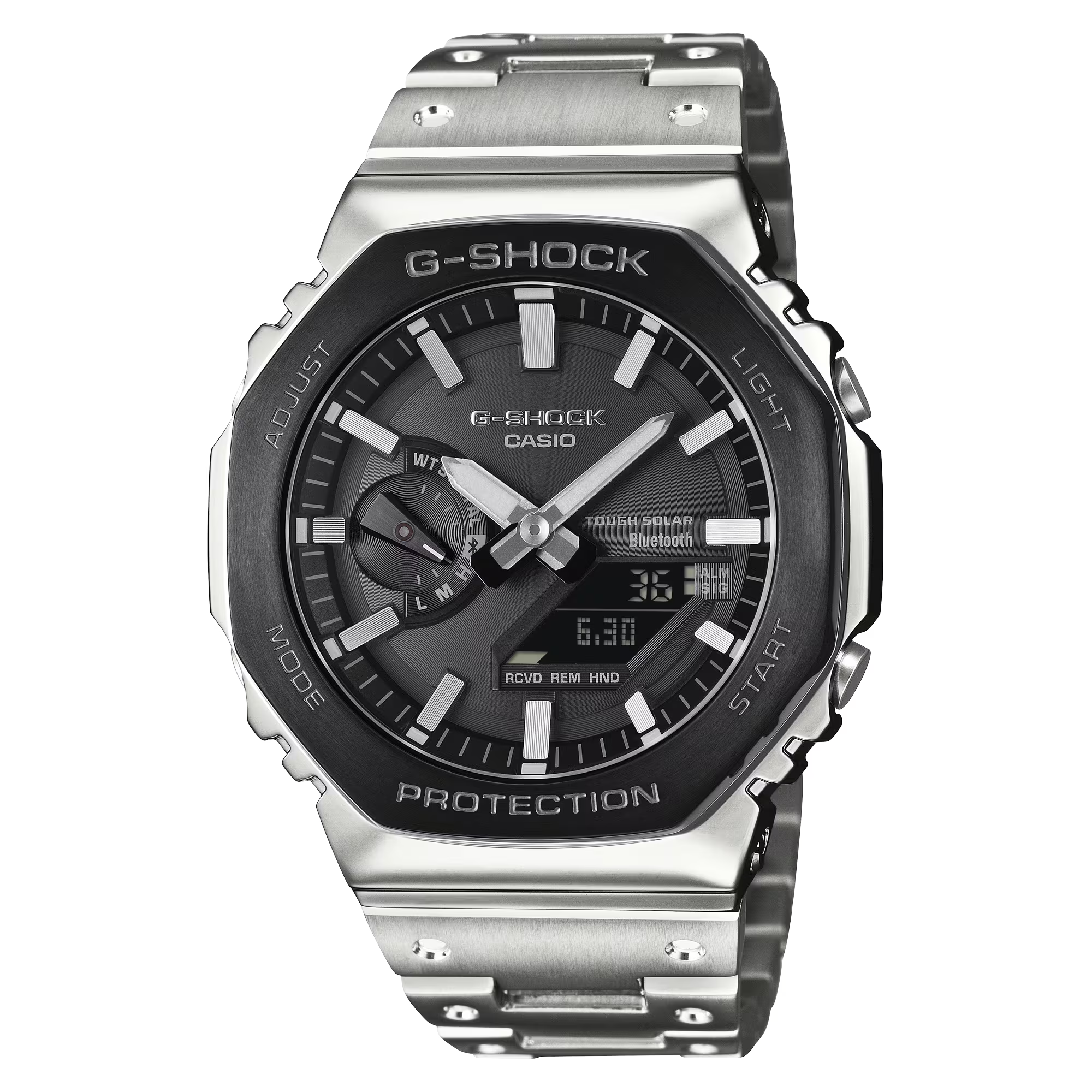 G-Shock Solar CasiOak Silver and Black Full Metal Bluetooth GMB2100BT-1A