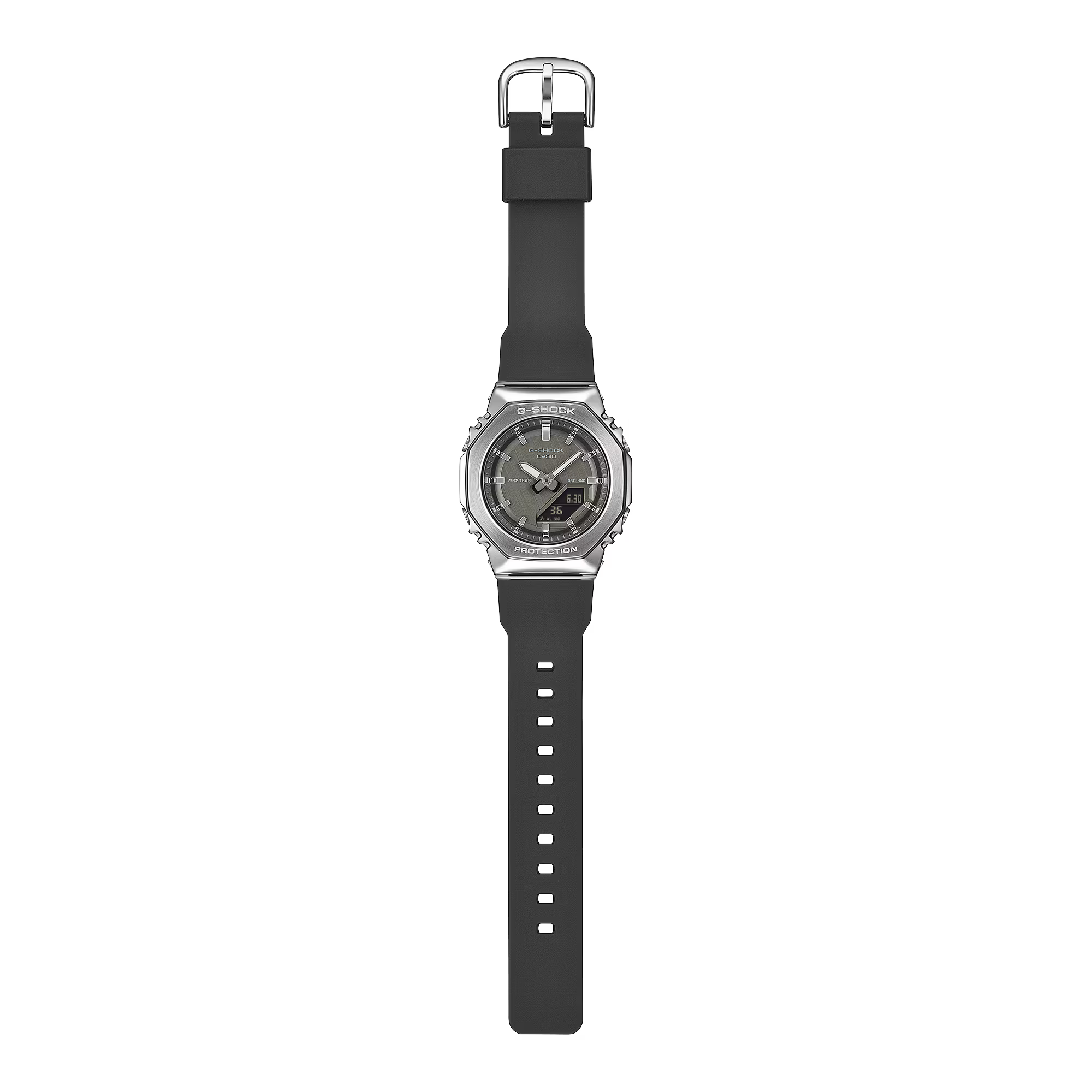 G-Shock Digital Analog Silver Case Black Resin Band Watch GMS2110-1A1