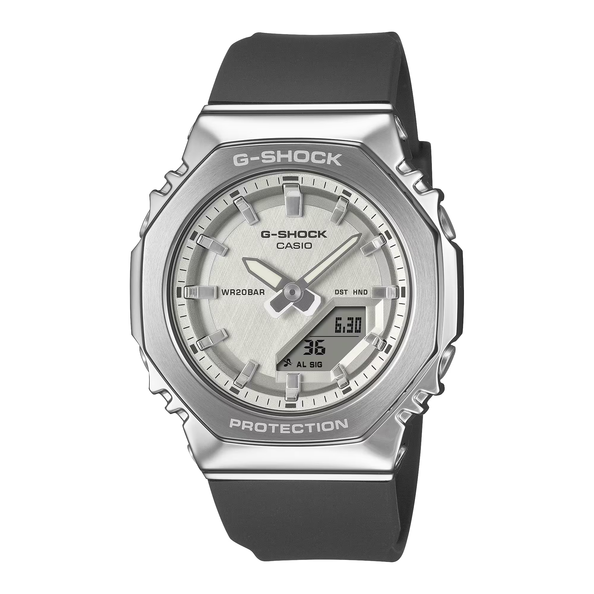 G-Shock Digital Analog Silver Case Black Resin Band Watch GMS2110-1A7