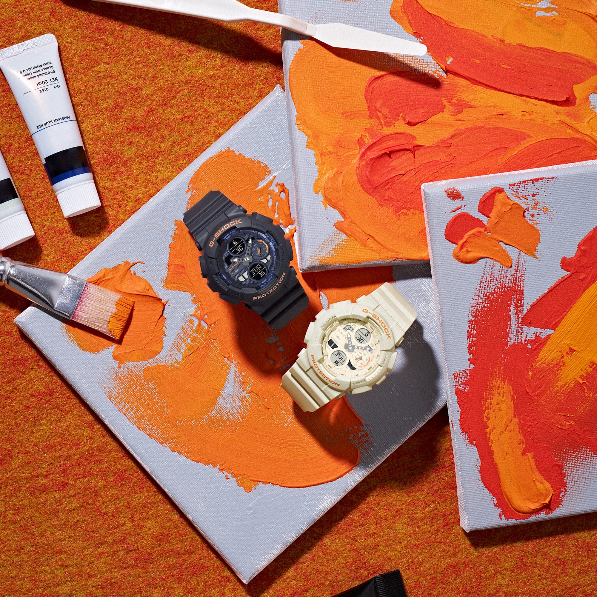 G-Shock Analog Digital Blue Dial Black Resin Band Watch GMAS140-2A2