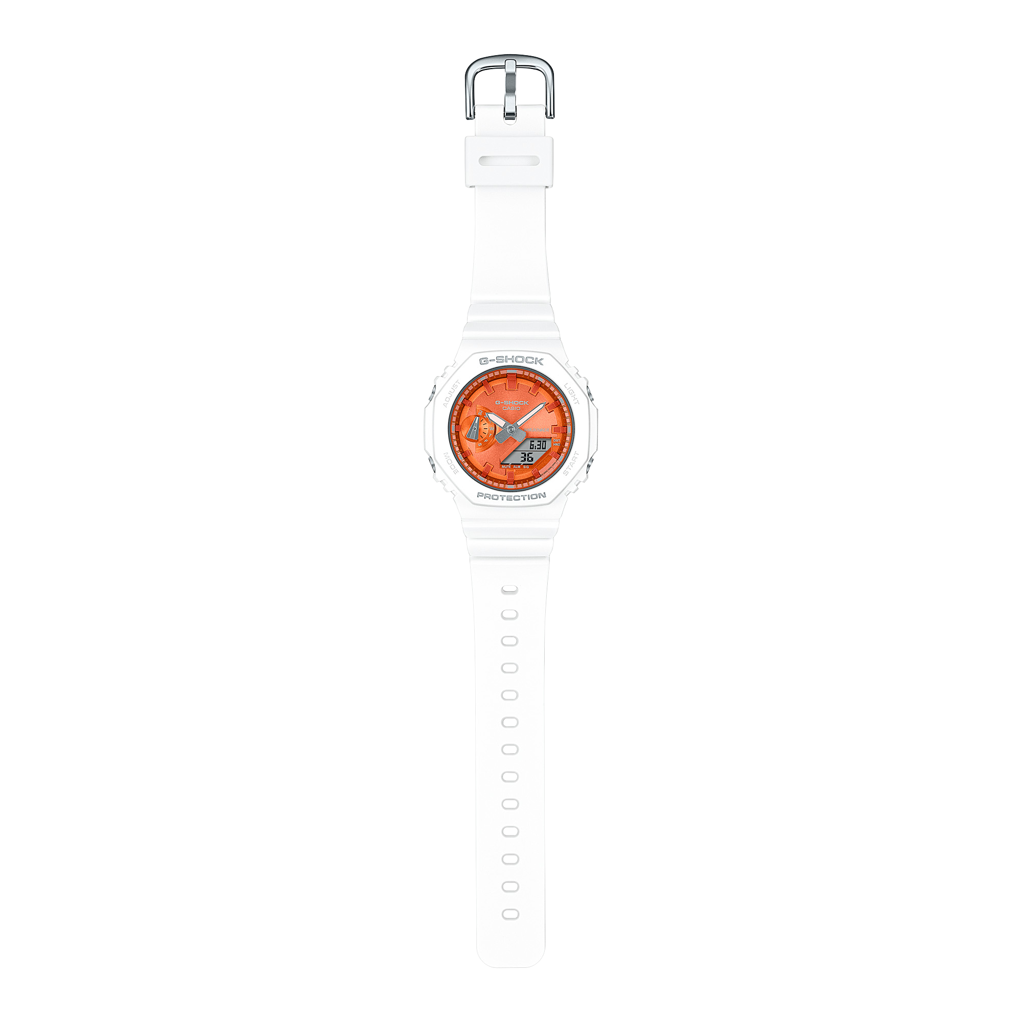 G-Shock Analog-Digital Orange Dial White Resin Band Watch GMAS2100WS-7A