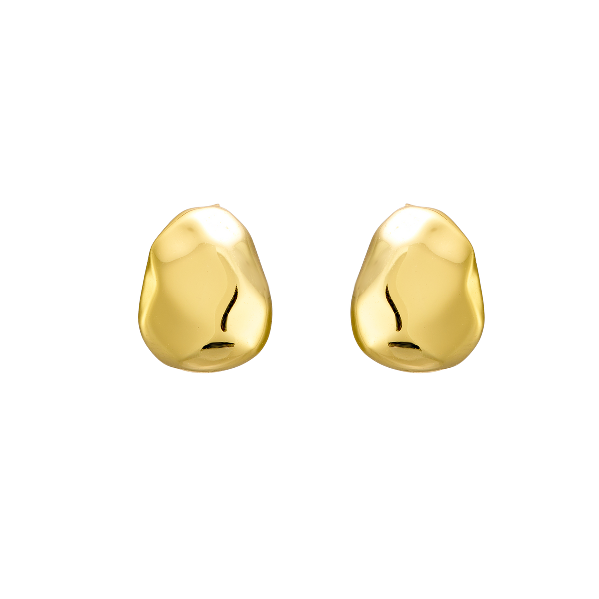 Gold Vermeil Lustre 14k Gold Vermeil Faceted Plain Bean Stud Earrings GVE0001Y GVE0001Y front packshot