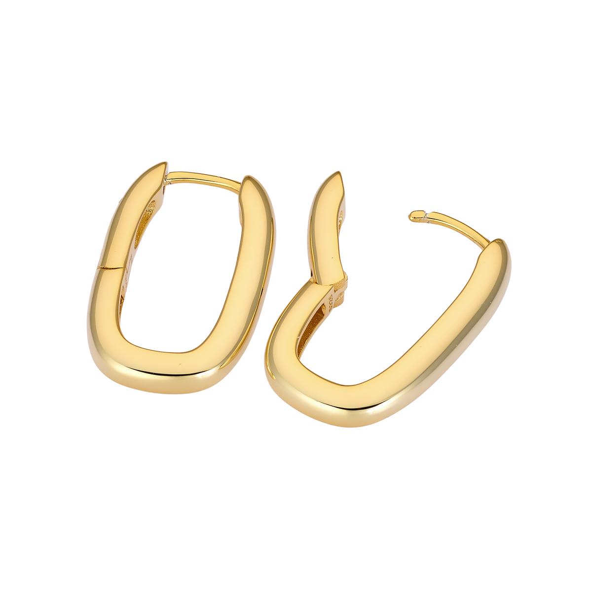 Gold Vermeil Icon 14k Gold Vermeil Plain Long Huggies GVE0022Y GVE0022Y view 5
