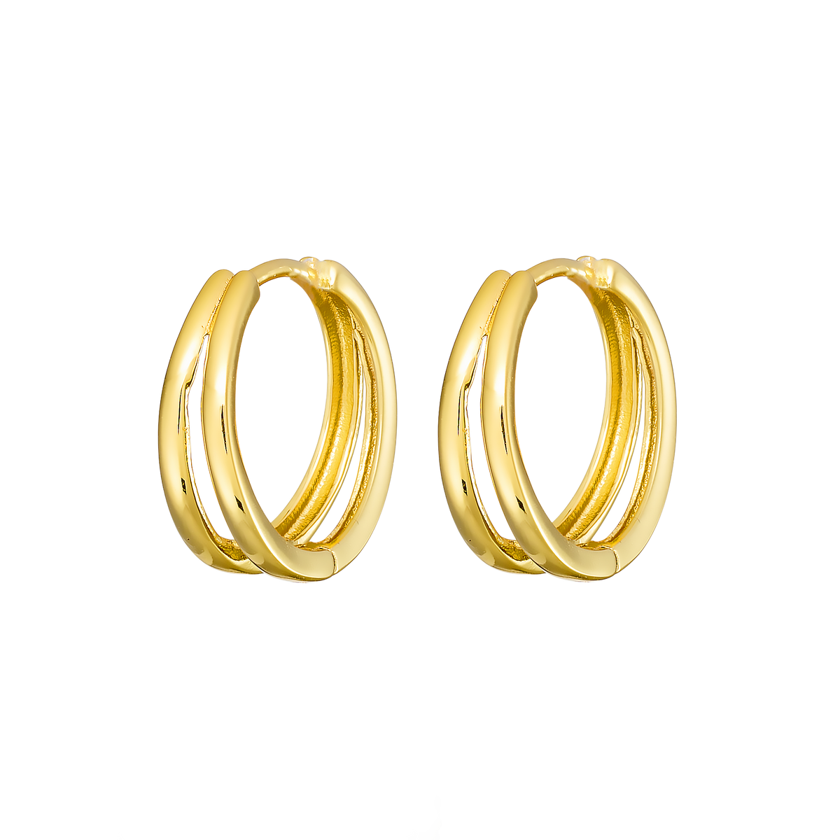Gold Vermeil Icon 14k Gold Vermeil Double Hoop Huggies GVE0023Y GVE0023Y front packshot