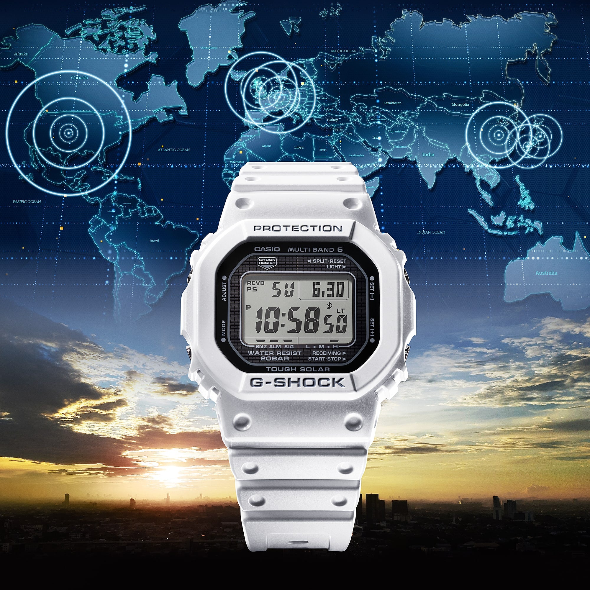 G-Shock Digital Solar Powered White Resin Band Watch GW5000HS-7D