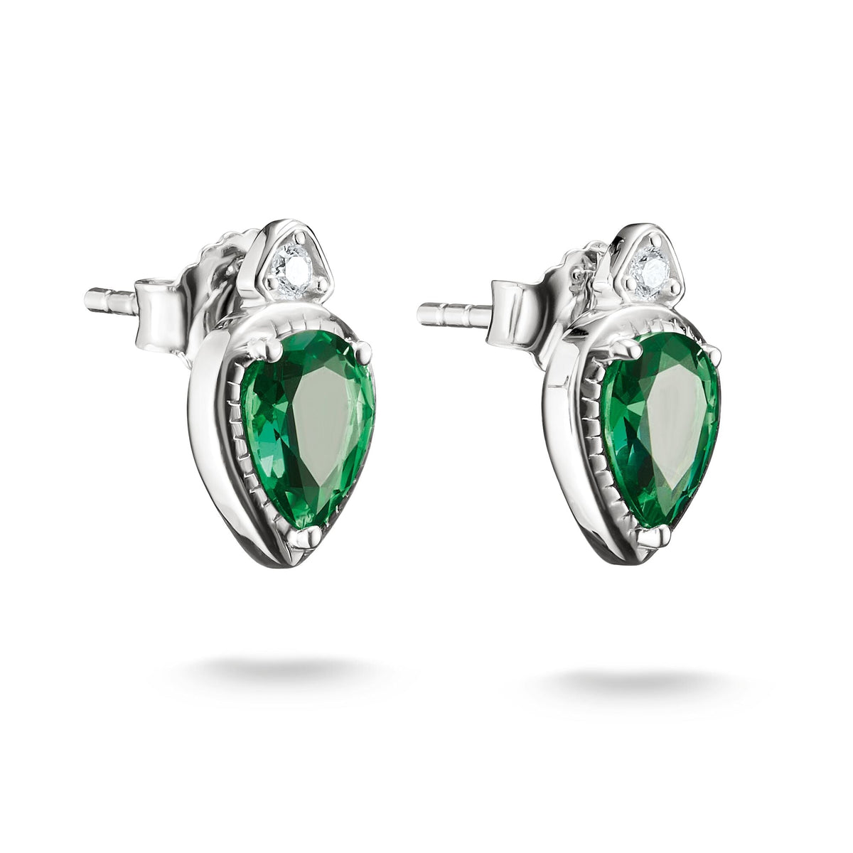 Thomas Sabo Stud Earrings with Green Teardrop Stones Silver