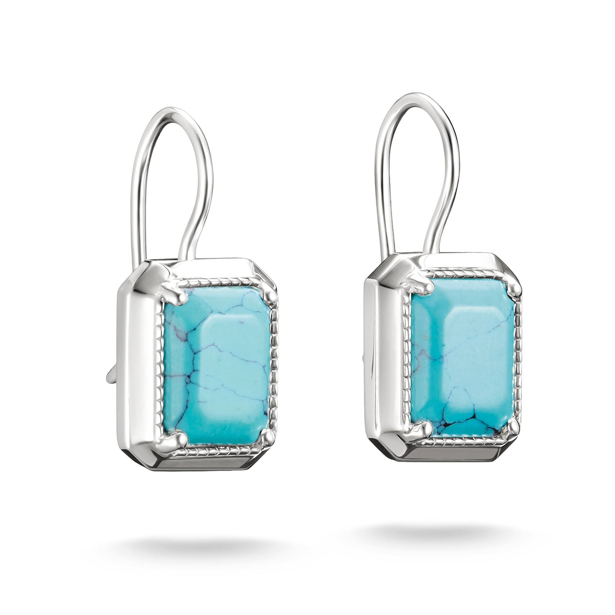 Thomas Sabo Drop Earrings with Turquoise Octagon Stones Silver