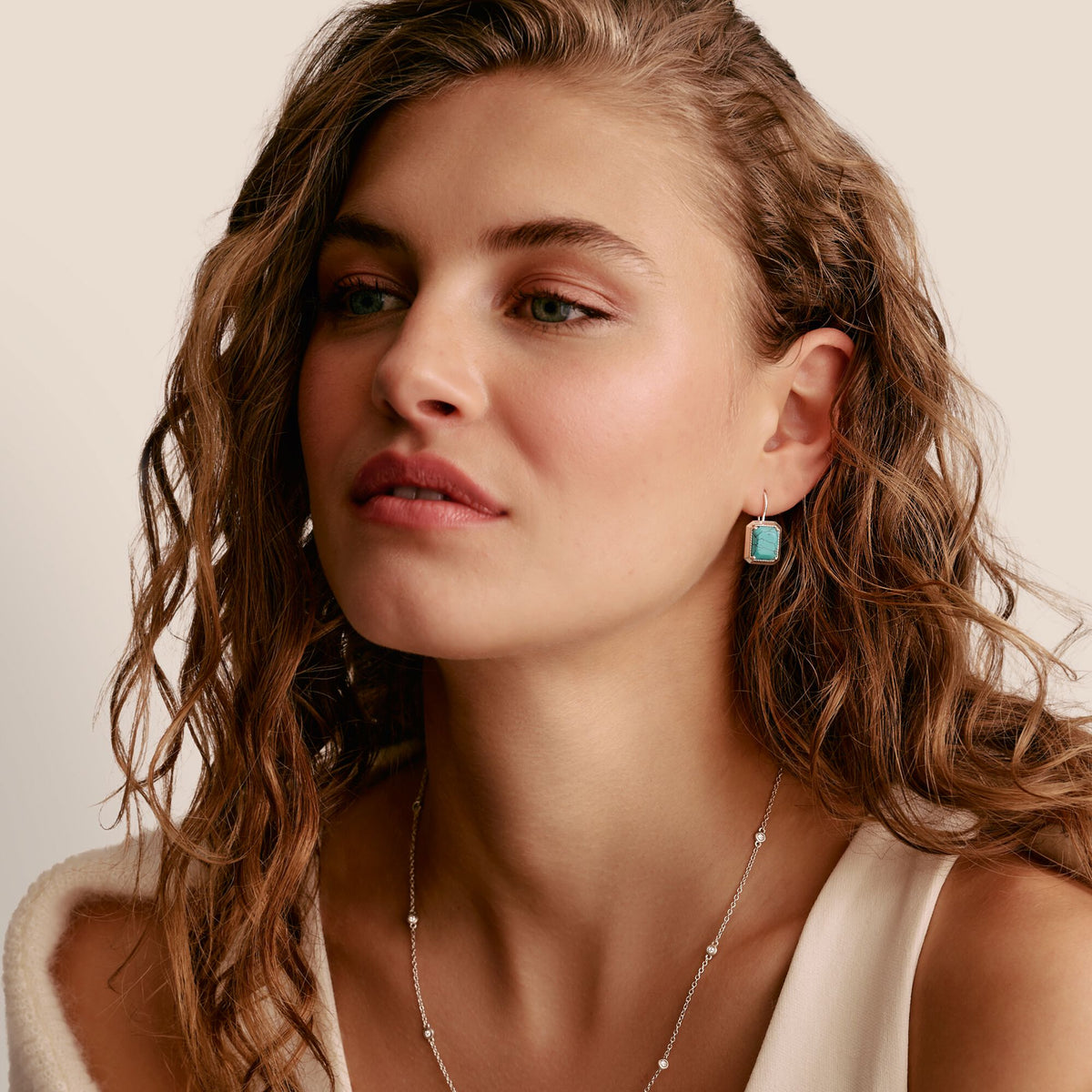 Thomas Sabo Drop Earrings with Turquoise Octagon Stones Silver