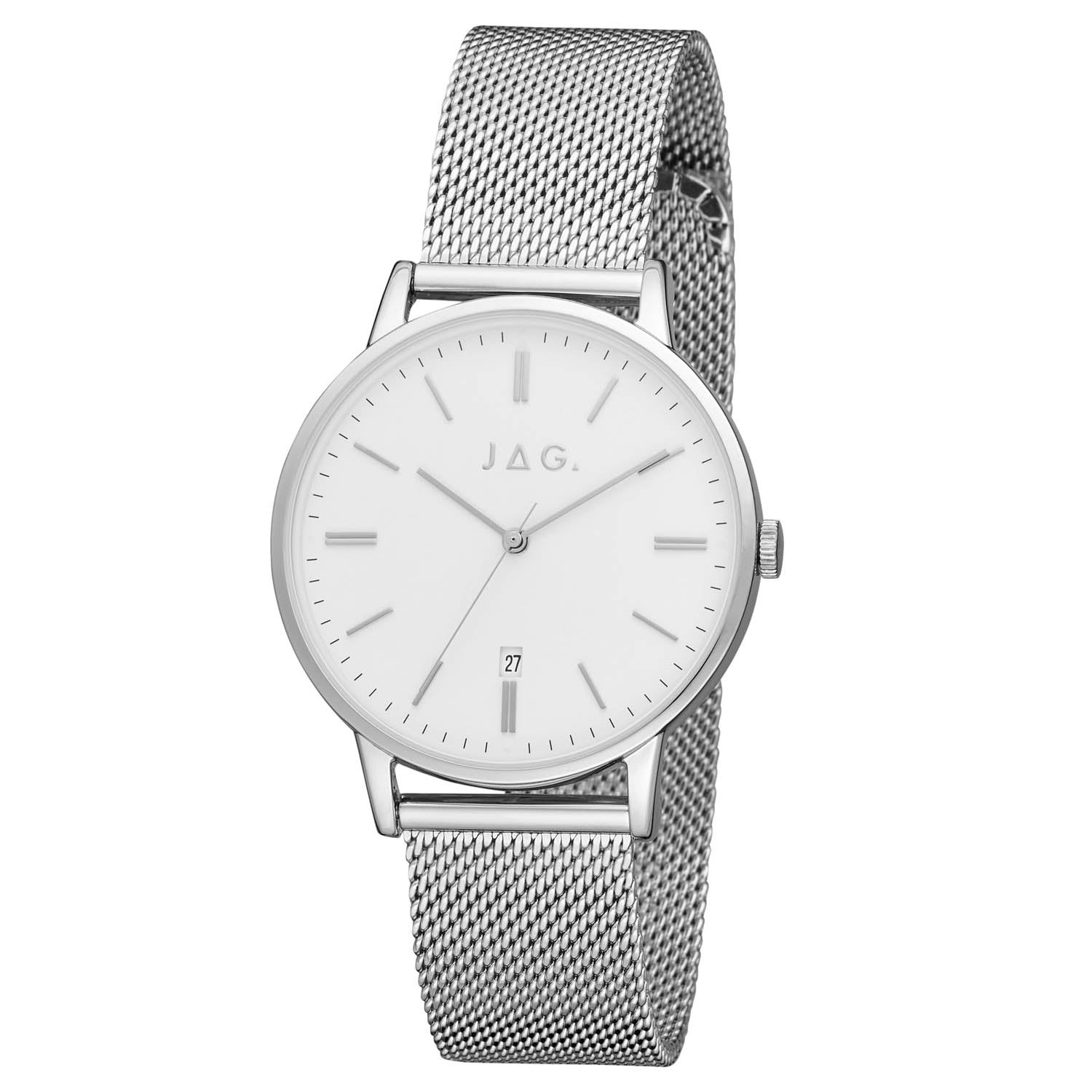 Jag Lawrence 38mm Silver Stainless Steel Unisex Watch by JAG