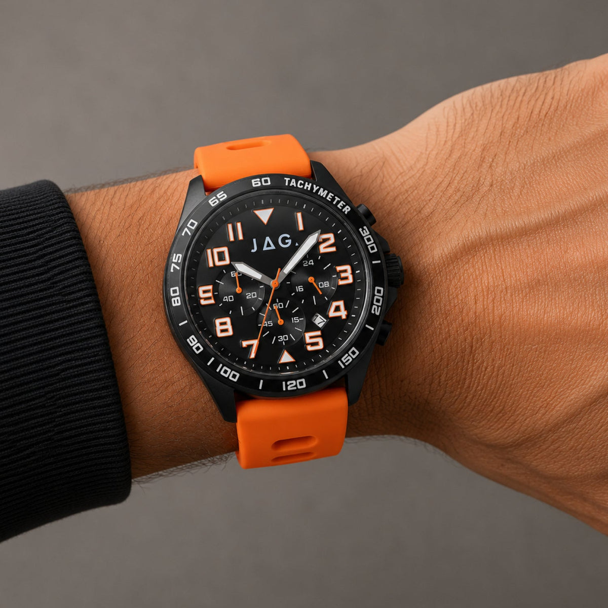 JAG Beachport Mens Black Dial 46mm Orange Watch J3013