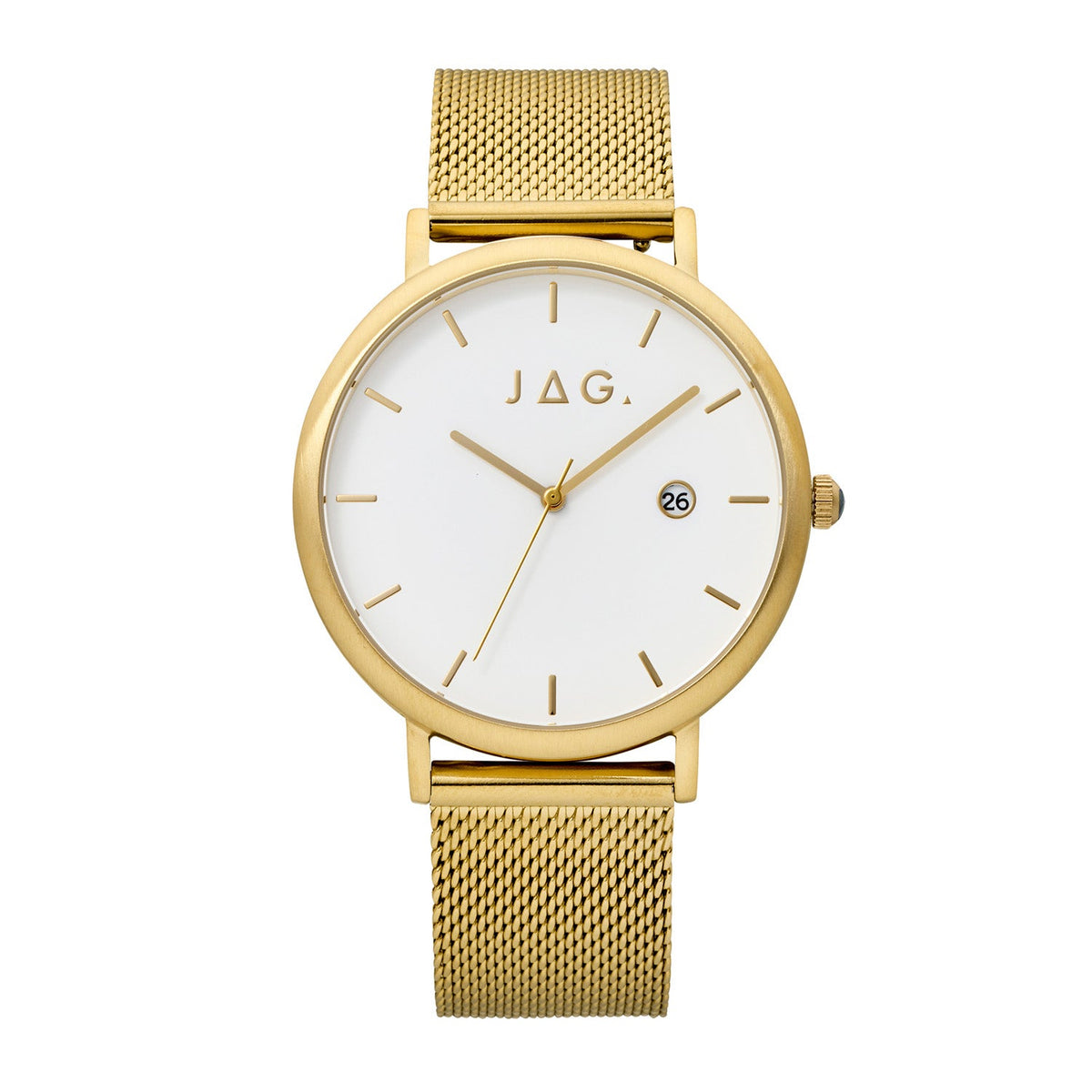 JAG Ryan Mens White Dial 43mm Gold/Brown Watch Set J3053A