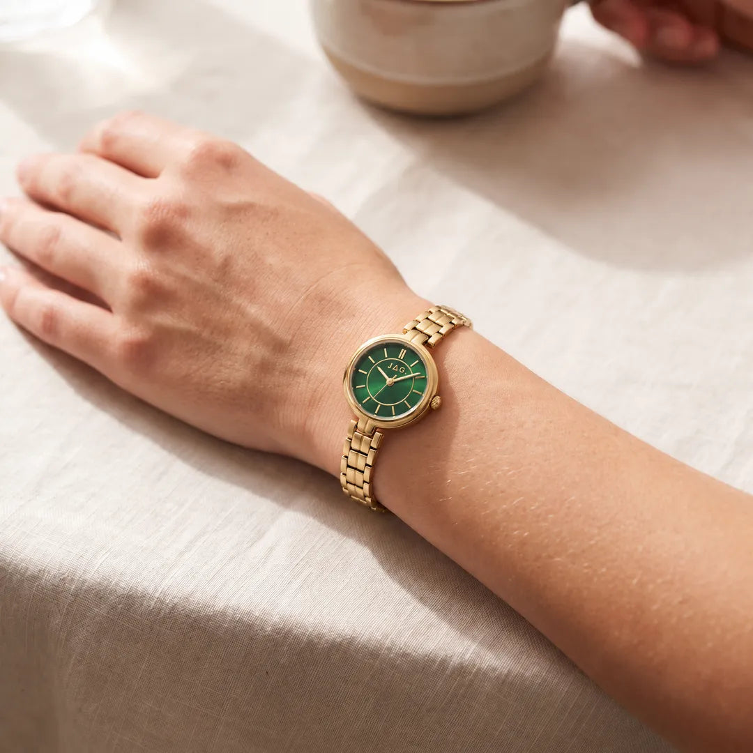 Jag Kelly Green Dial Gold Steel Womens Watch J3058A view 4