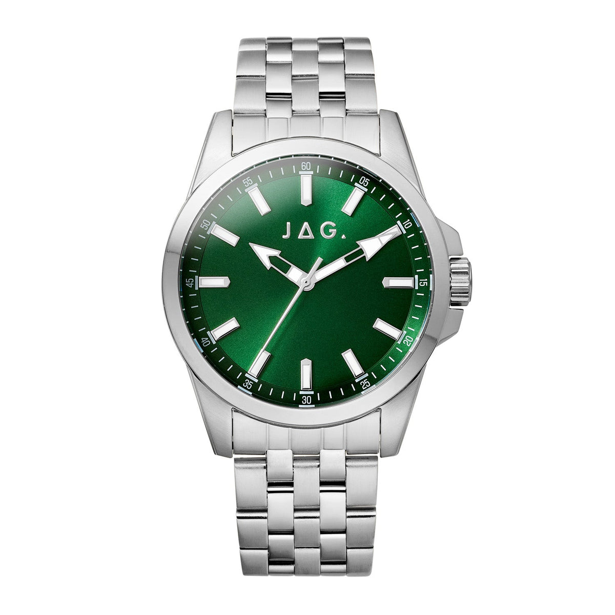 Jag Ethan Green Dial Silver Steel Mens Watch J3118A front packshot