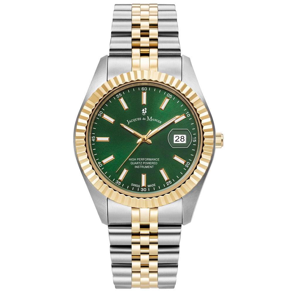 Jacques Du Manoir Swiss Inspiration Business Date Two Tone, Green Dial Watch