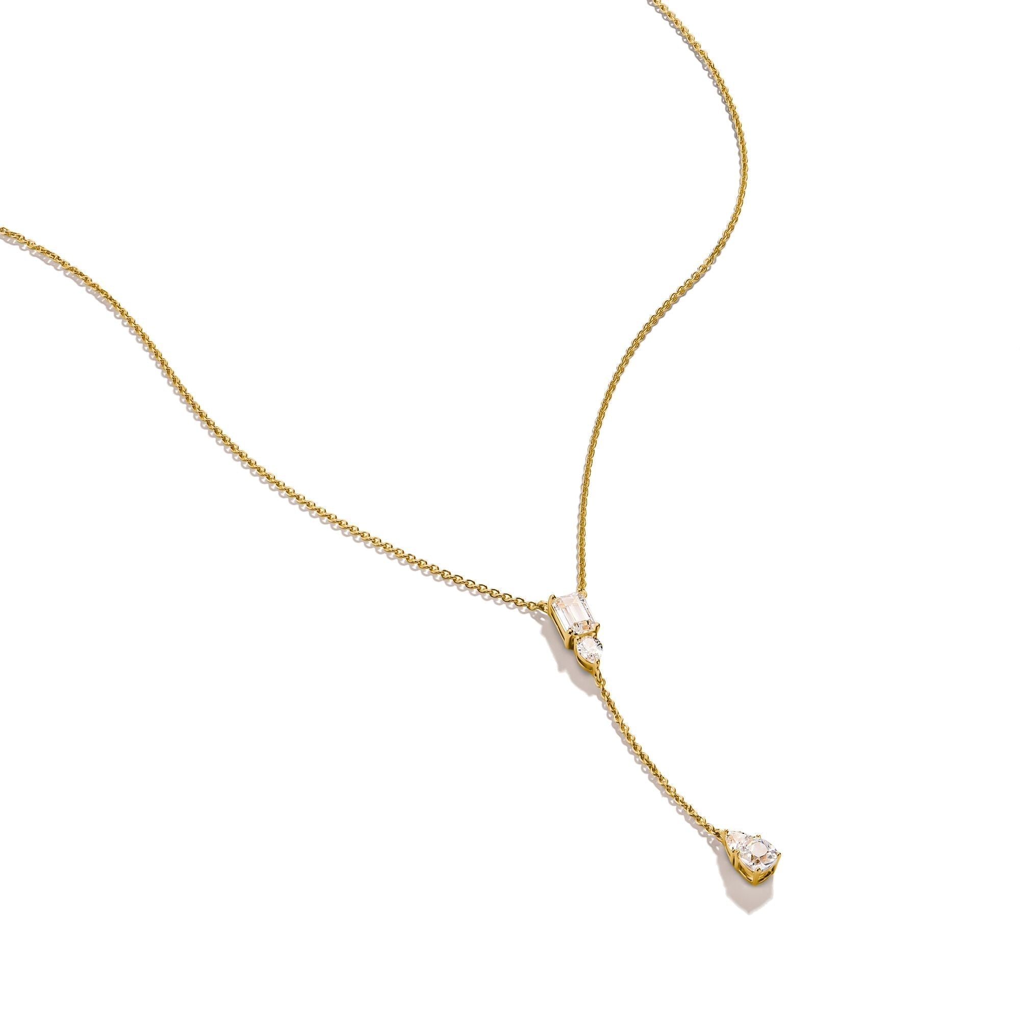 THOMAS SABO Y Necklace with White Zirconia Stones Gold