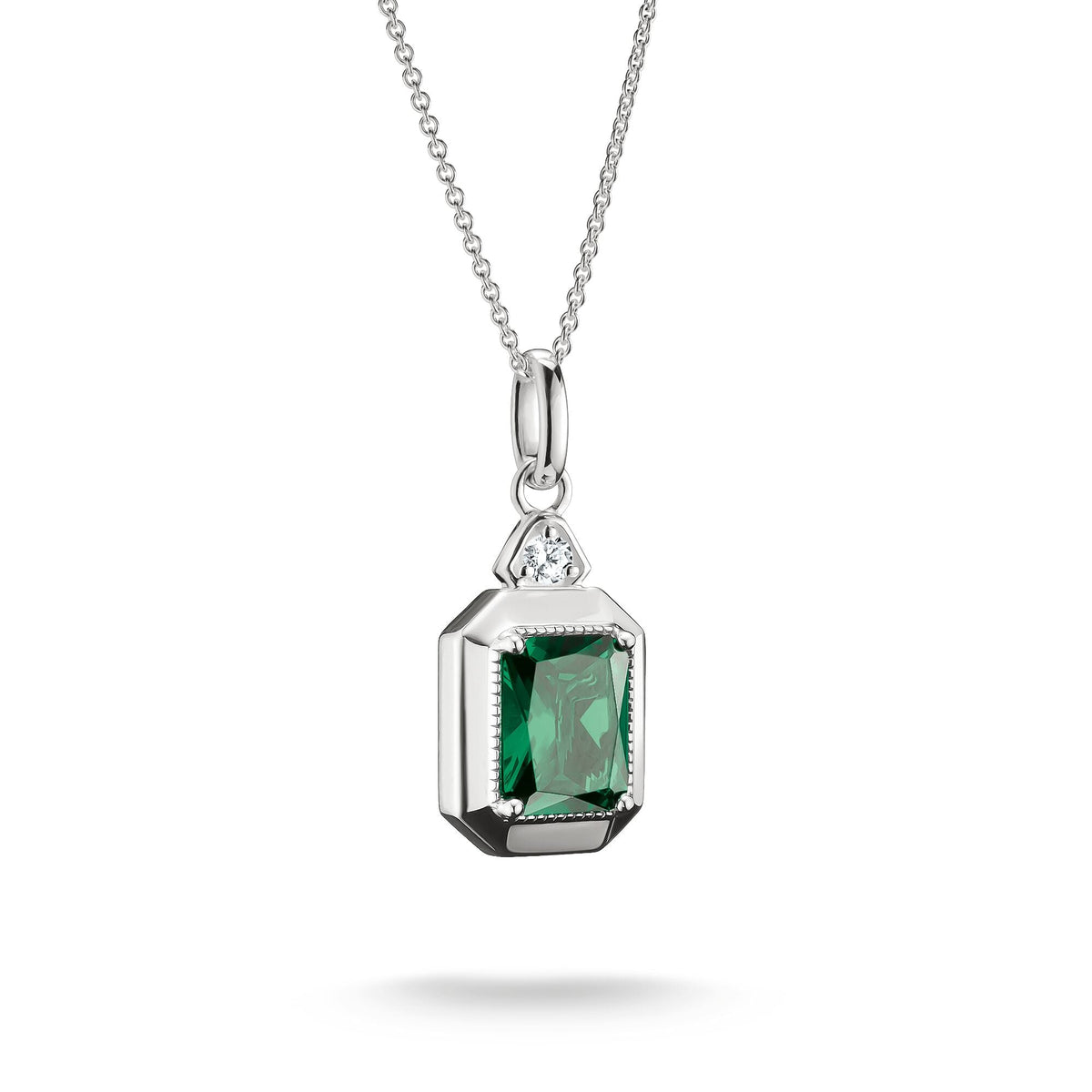 Thomas Sabo Necklace with Green Octagon Stone Pendant
