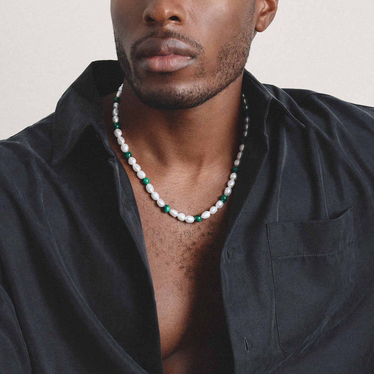 Thomas Sabo Stainless Steel Malachite and Freshwater Pearl Necklace TKE2407SGR-55 TKE2407SGR-55 view 4