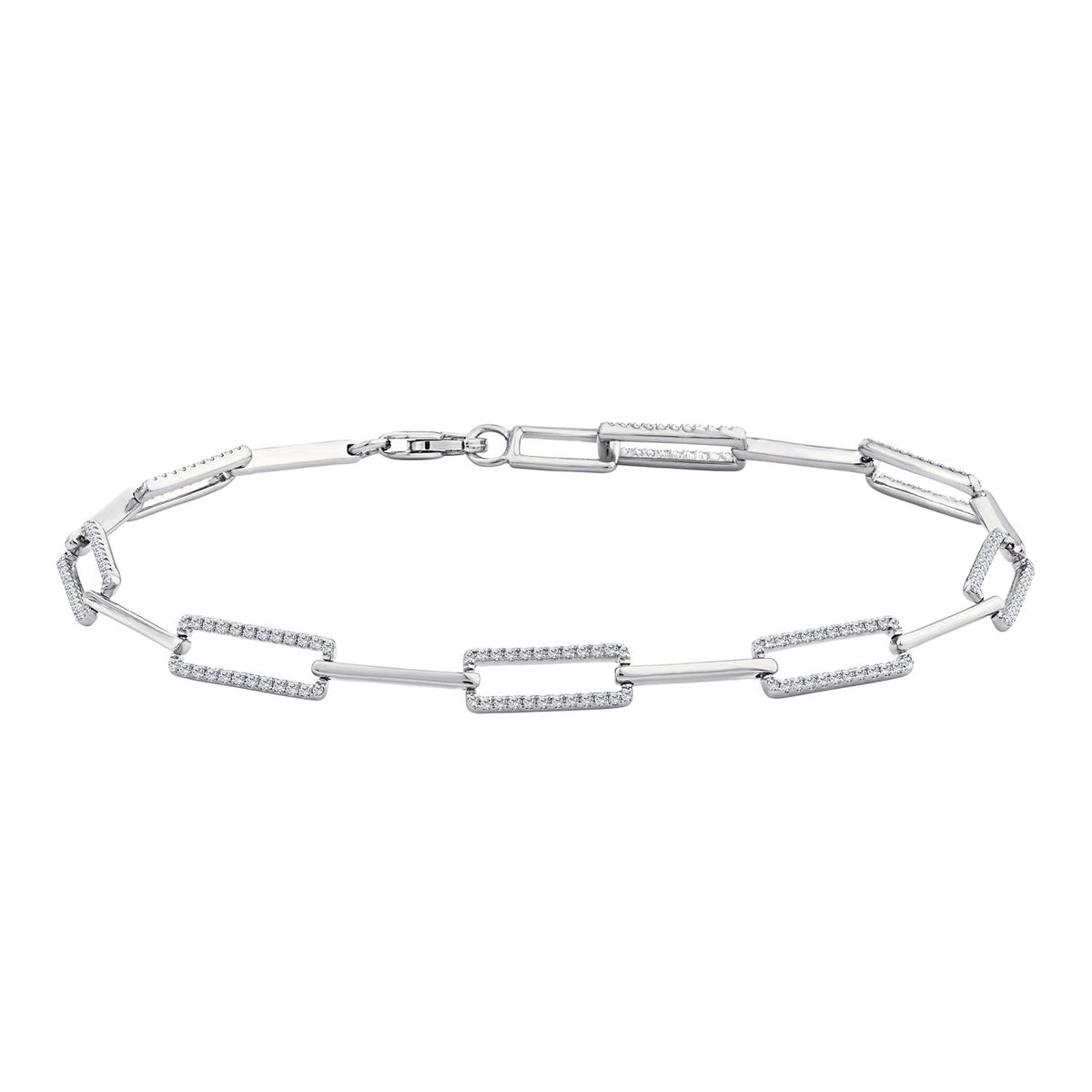 0.50ct Lab Grown Diamond Paperclip Bracelet in 9K White Gold