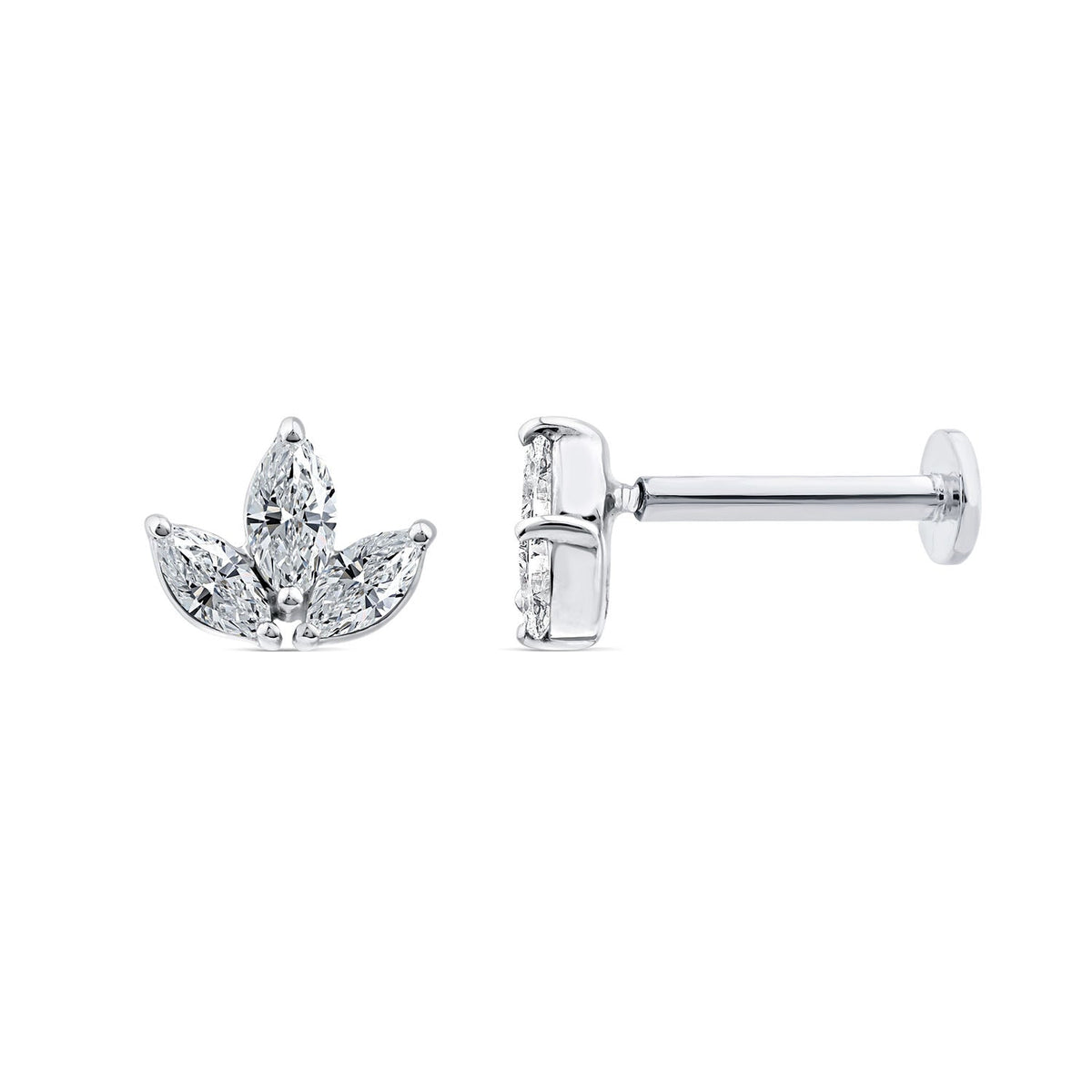 0.12ct Lab Grown Diamond Flat Back Earring in 9K White Gold LGEF-10447-W