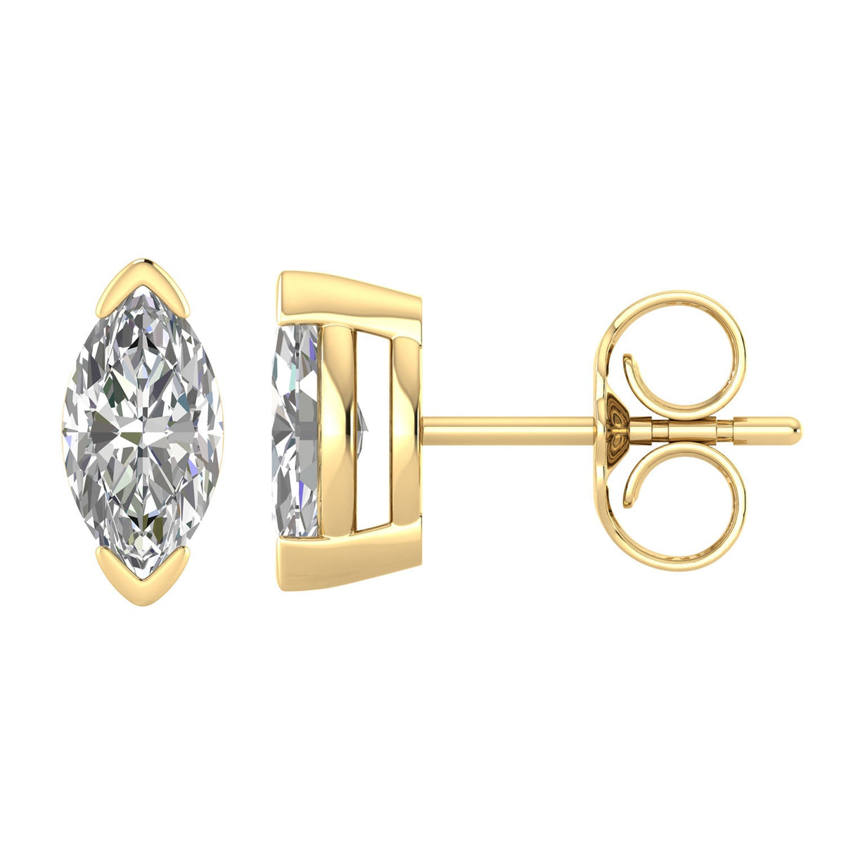 1.00ct Marquise Lab Grown Diamond Stud Earrings in 9K Yellow Gold