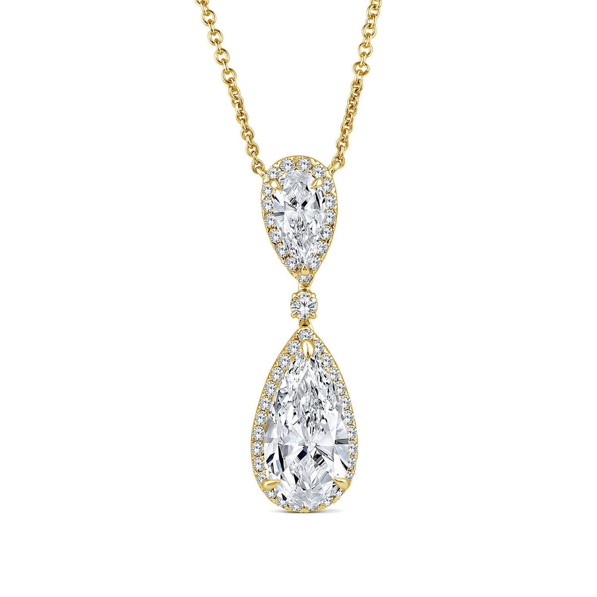 2.84ct Elongated Pear Lab Grown Diamond Necklace in 18K Yellow Gold