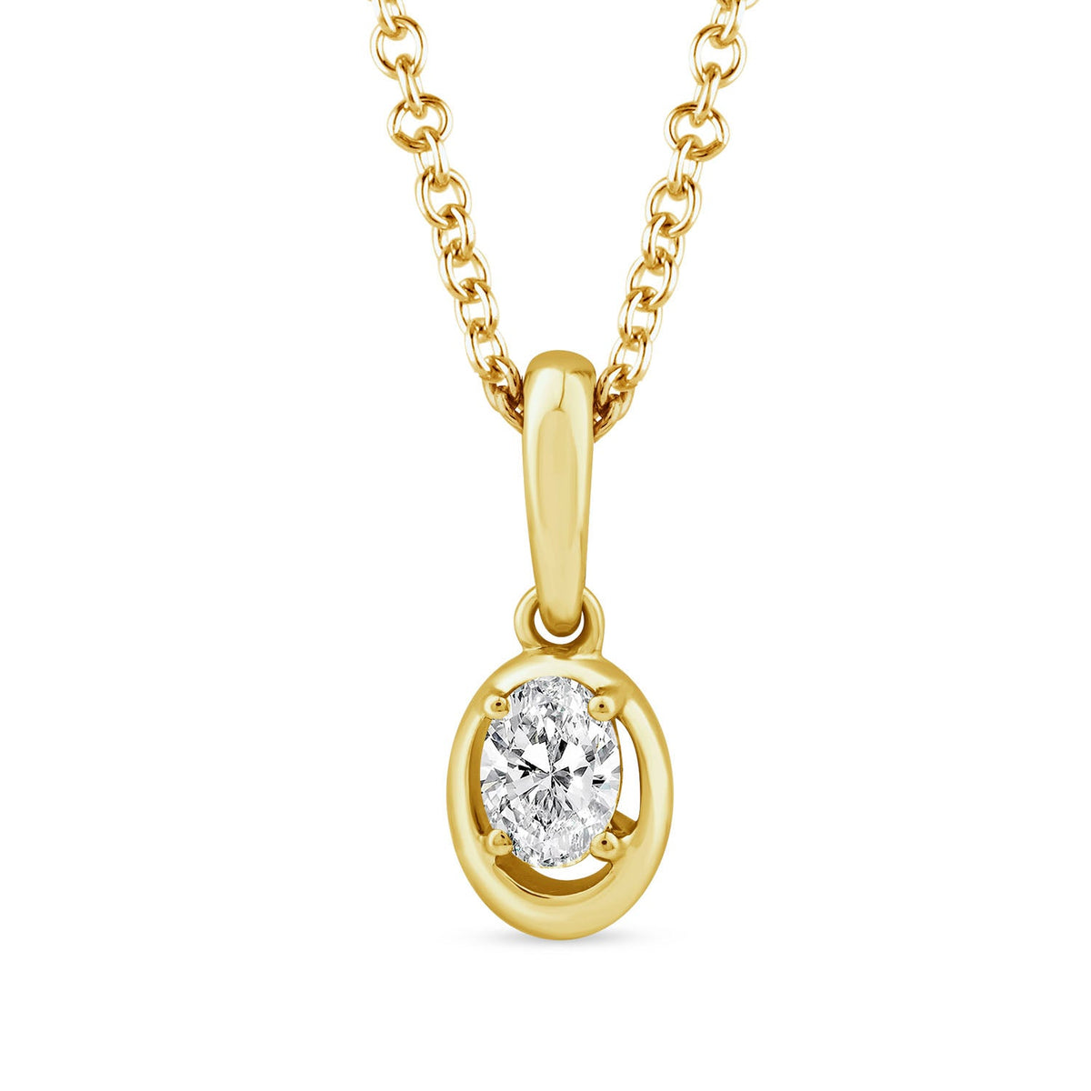 0.15ct Oval Lab Grown Diamond Necklace in 9K Yellow Gold