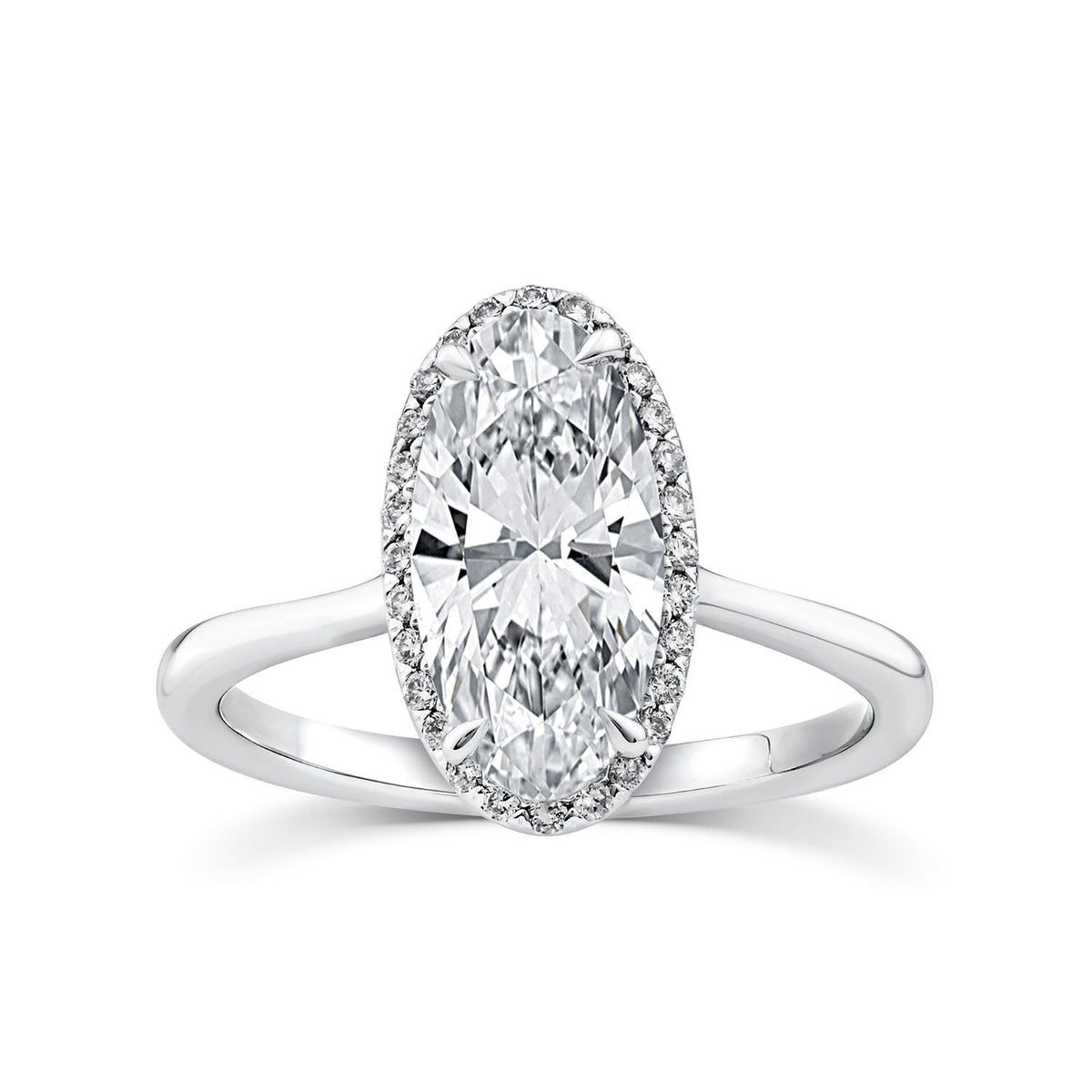 2.10ct Elongated Oval Lab Grown Diamond Ring in Platinum