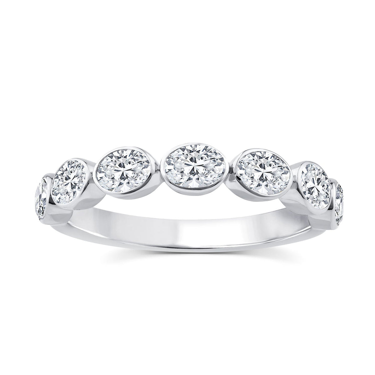 1.00ct Oval Lab Grown Diamond Anniversary Band in 9K White Gold