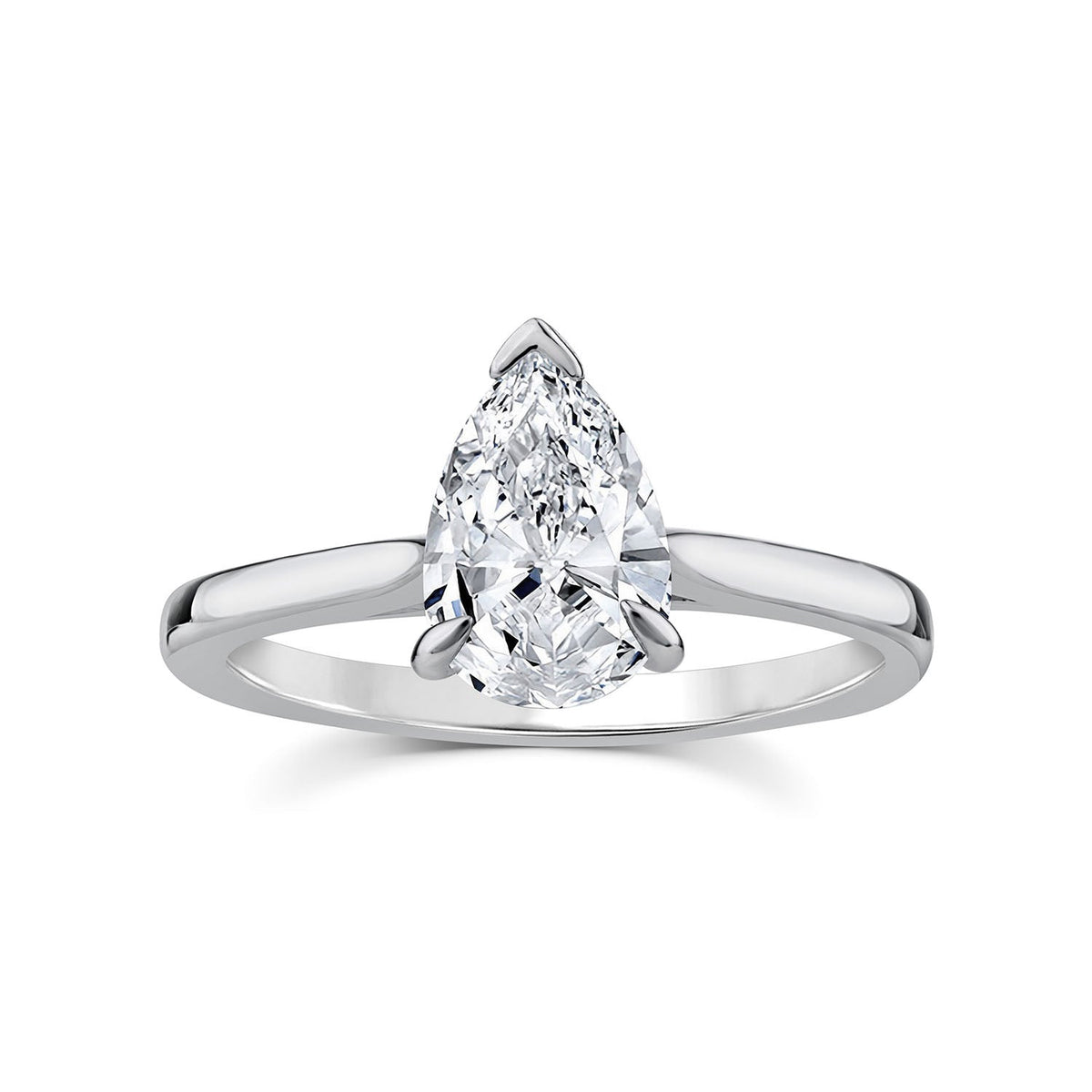 1.50ct Pear Lab Grown Diamond 3 Claw Ring in 9K White Gold