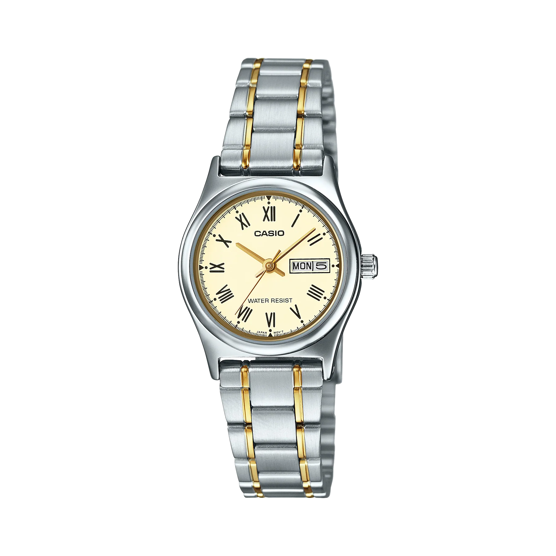 Casio Analog Champagne Dial Silver Stainless Steel Watch LTPV006SG-9B