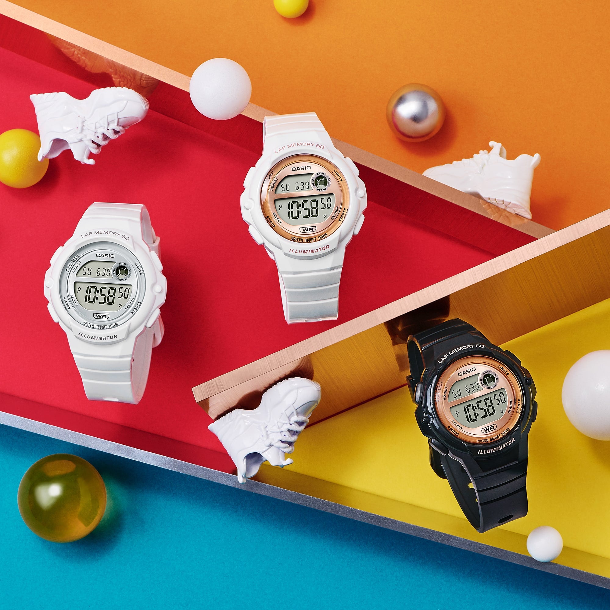 Casio Digital White Resin Band Watch LWS1200H-7A1