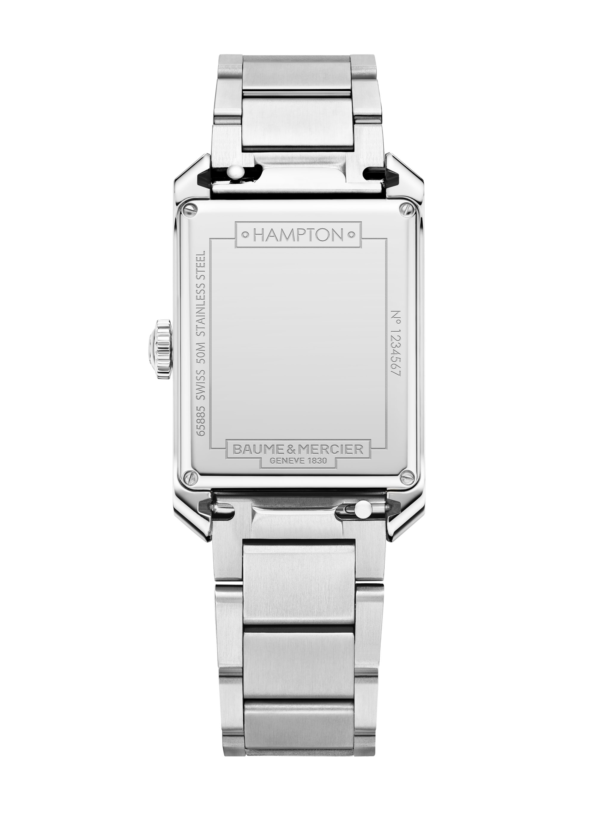 Baume and Mercier Hampton Steel Watch Opaline Dial 35x22mm