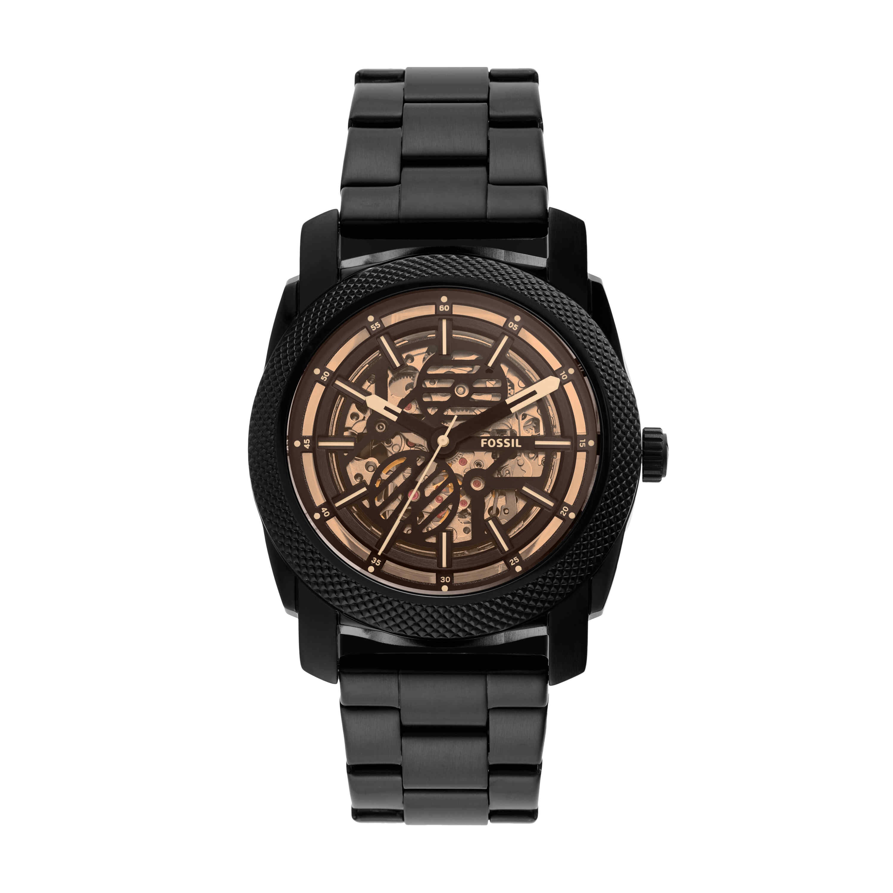 Fossil Machine Brown Dial Black Stainless Steel Watch ME3253