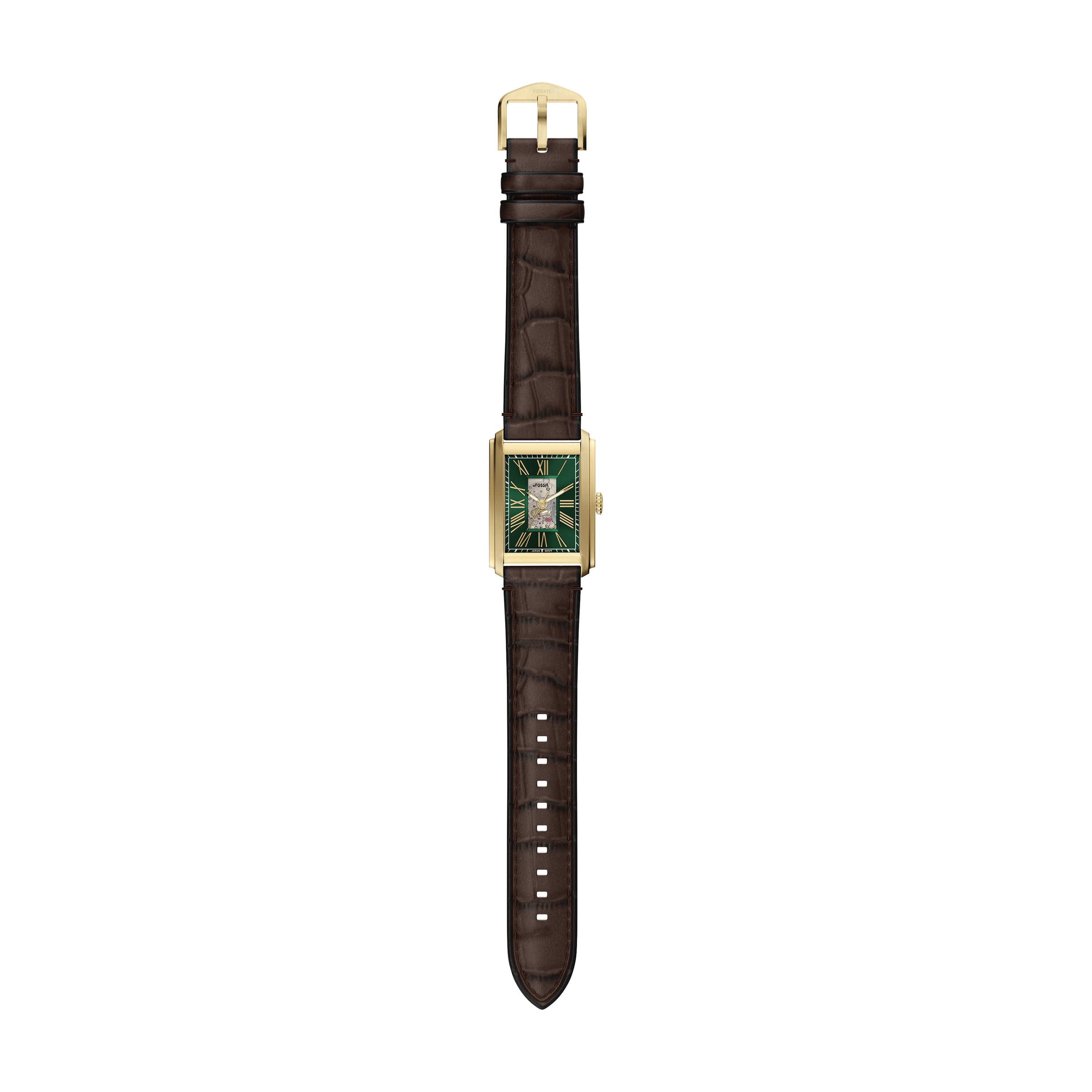 Fossil Carraway Automatic Brown Croco Leather Watch ME3271