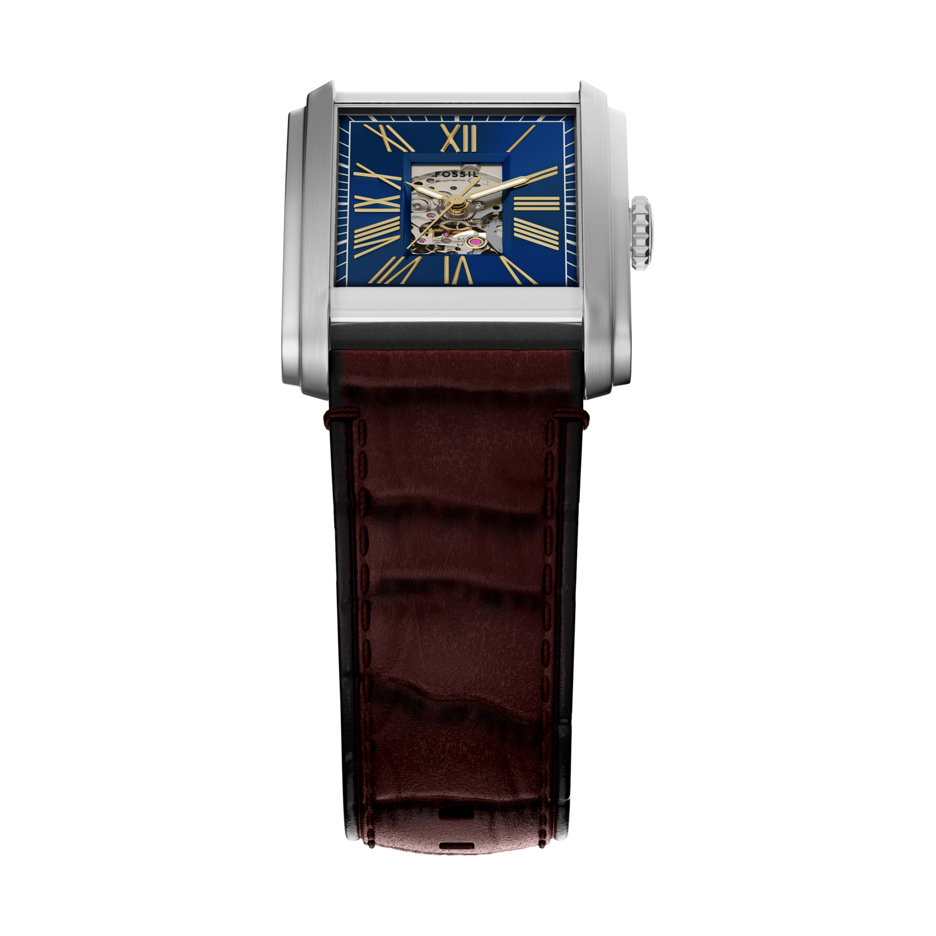 Fossil Carraway Automatic Brown Croco Leather Watch ME3273