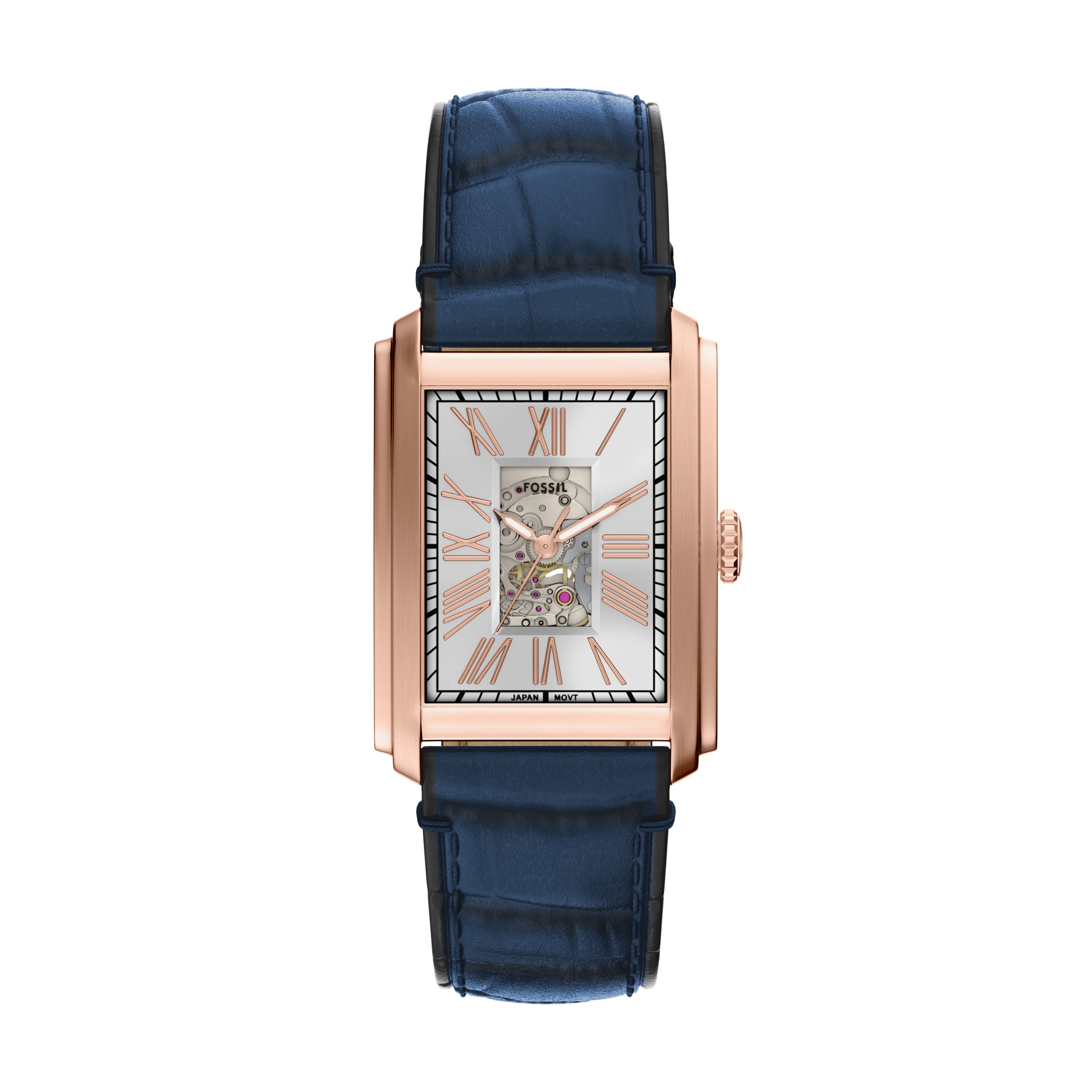 Fossil Carraway Automatic Blue Croco Leather Watch ME3274