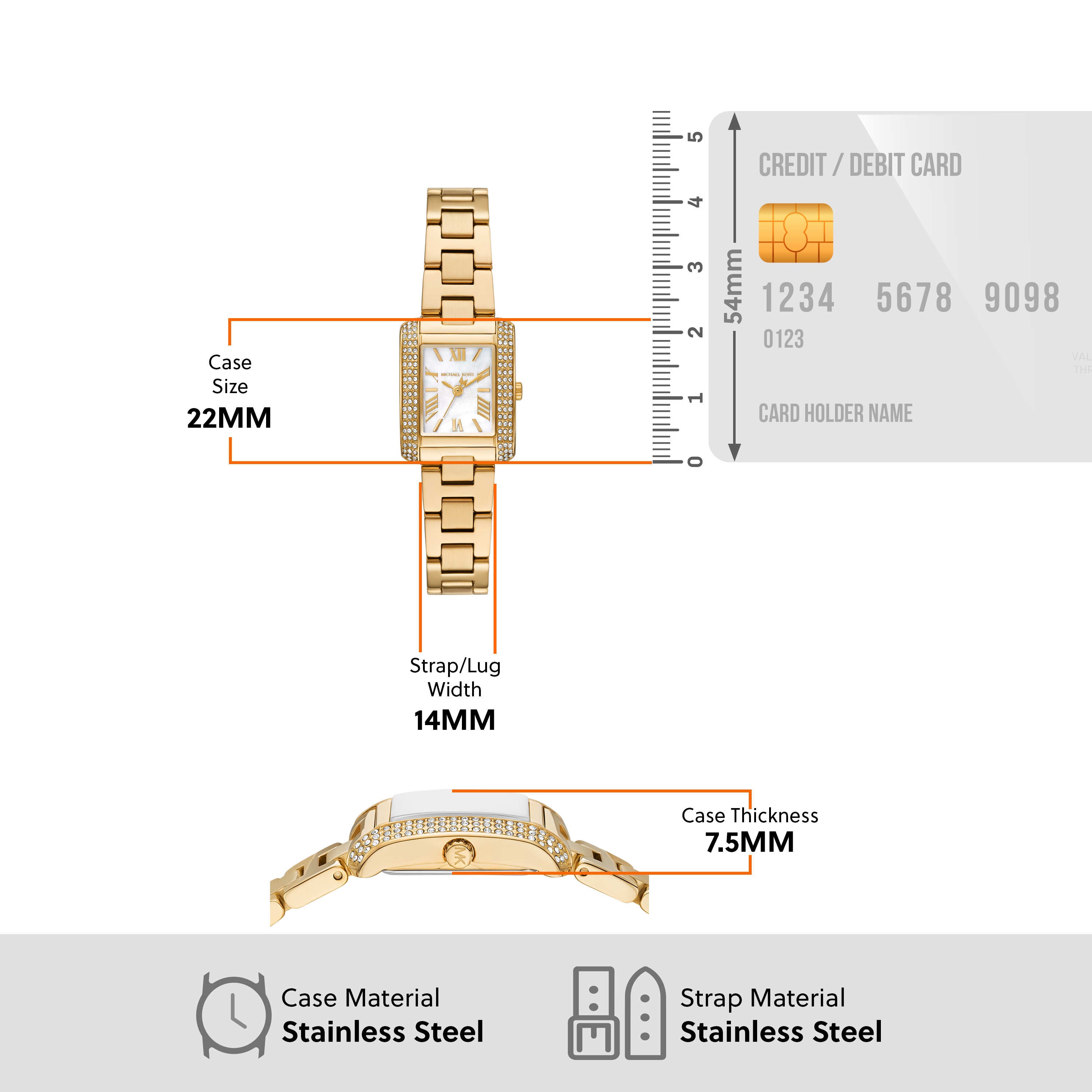 Michael Kors Emery White Dial Gold Stainless Steel Watch MK4867