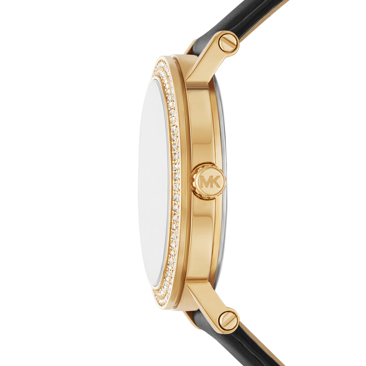 Michael Kors Corey Pave Black Leather Watch MK4896
