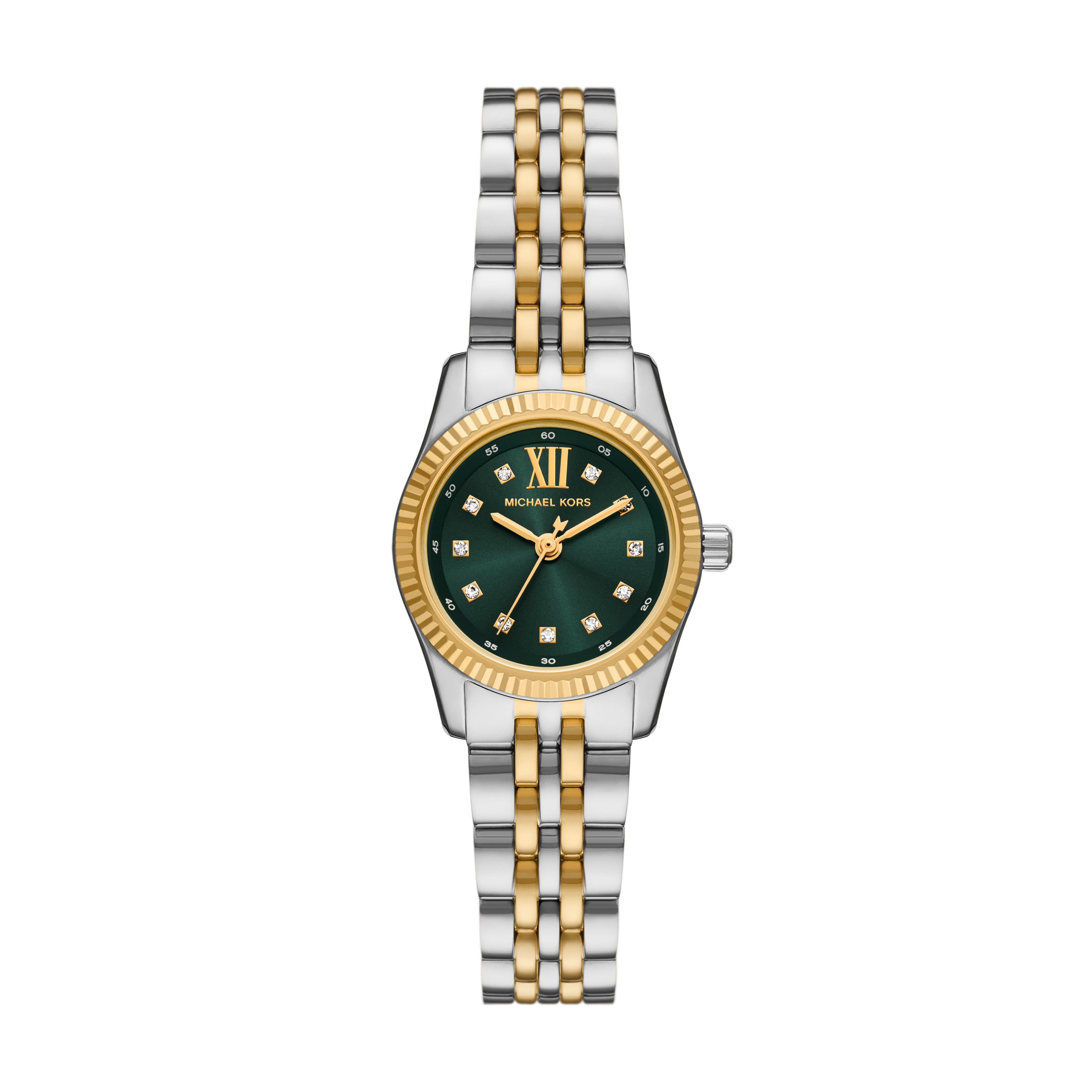 Michael Kors Lexington Green Dial Two Tone Stainless Steel Watch MK4986