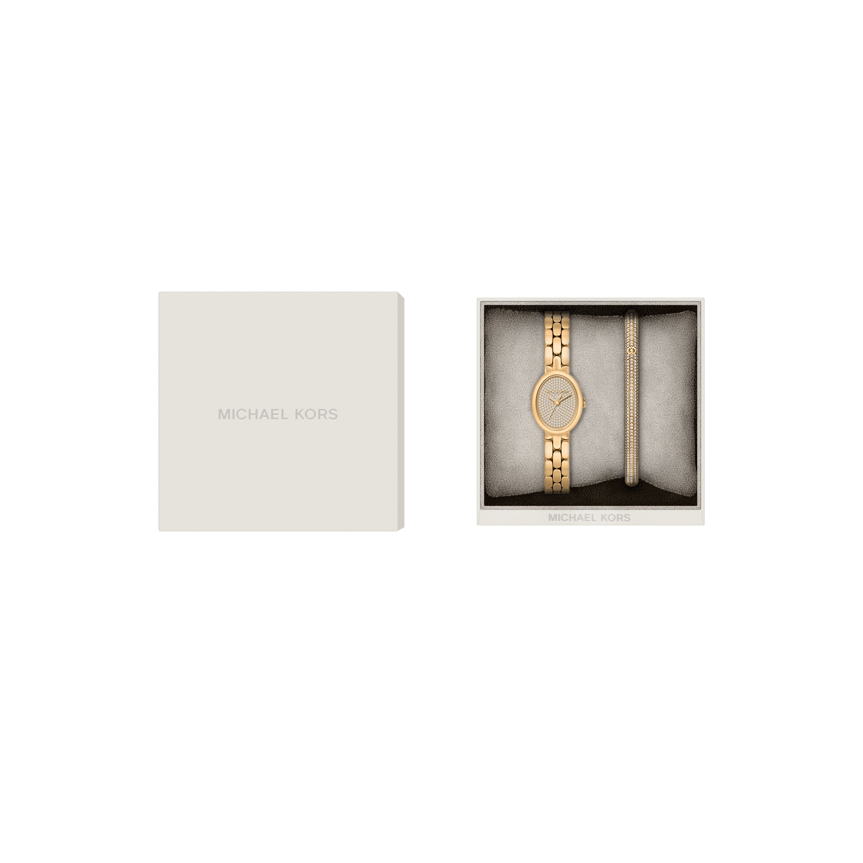 Michael Kors Maude Silver Dial Gold Stainless Steel Watch MK7596SET