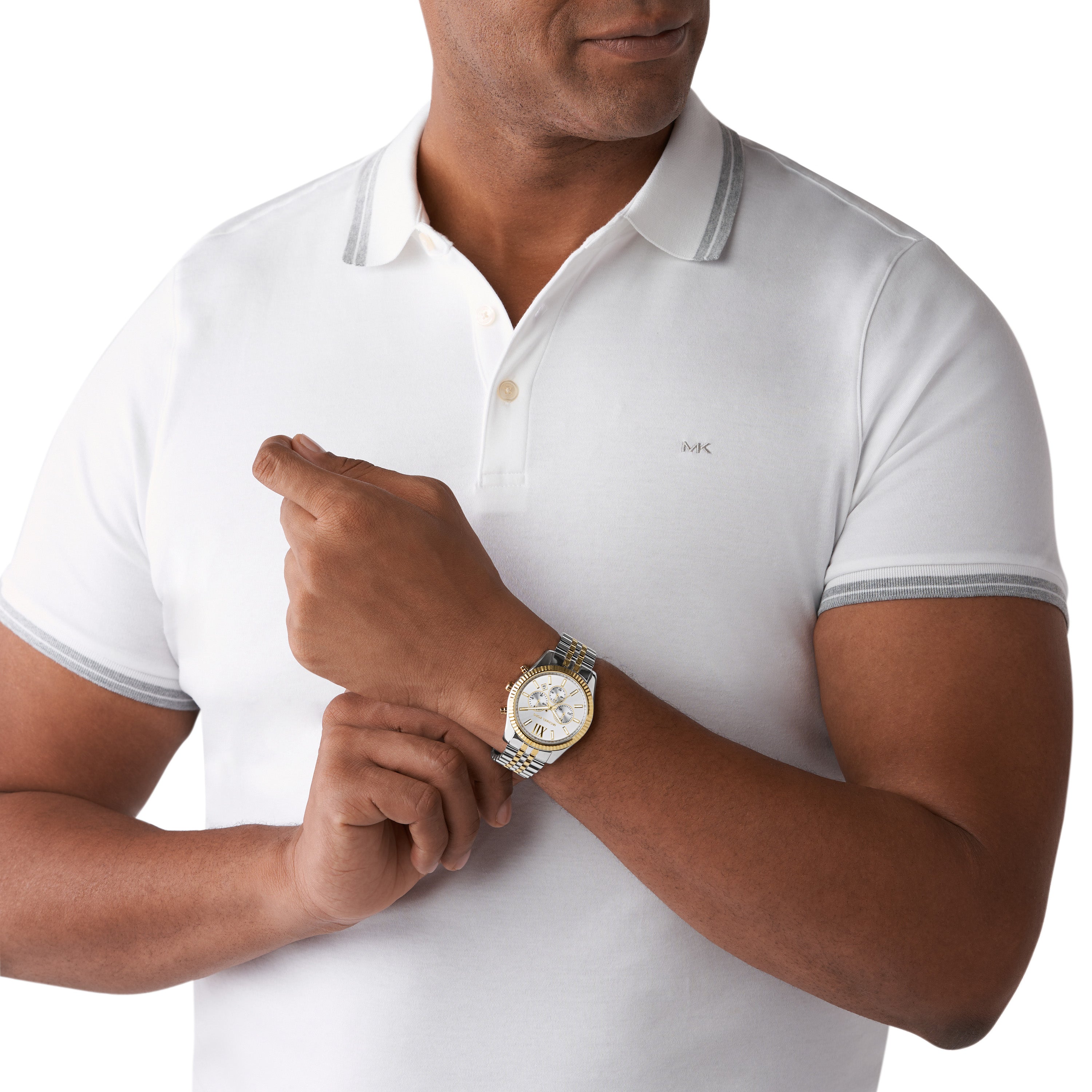 Michael Kors Lexington Silver Dial Two Tone Stainless Steel Watch MK8344