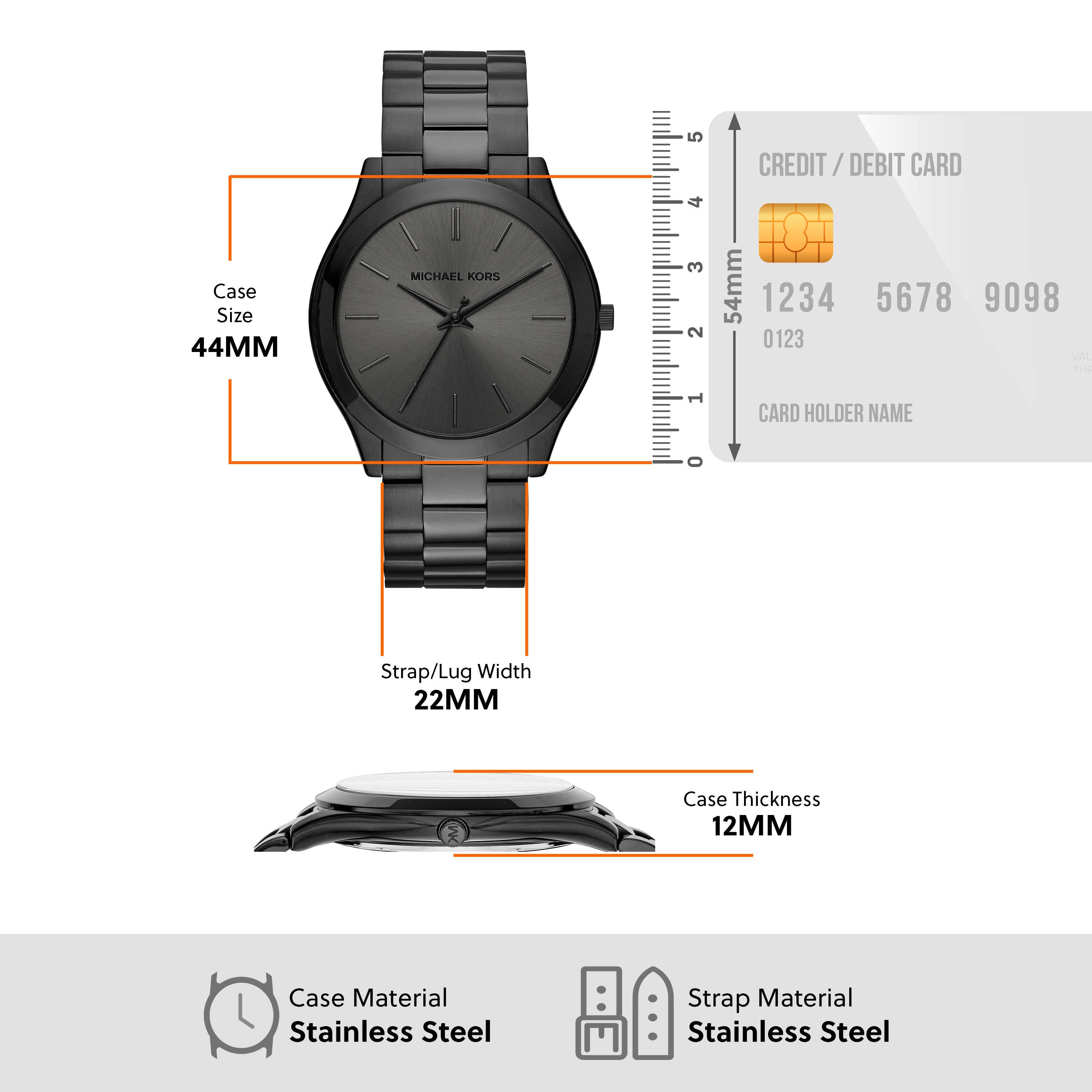 Michael Kors Slim Runway Black Dial Stainless Steel Watch MK8507