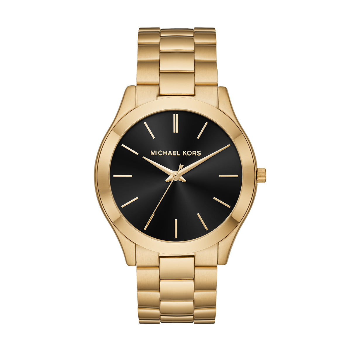 Michael Kors Oversized Slim Runway Black Dial Gold Stainless Steel Watch MK8621