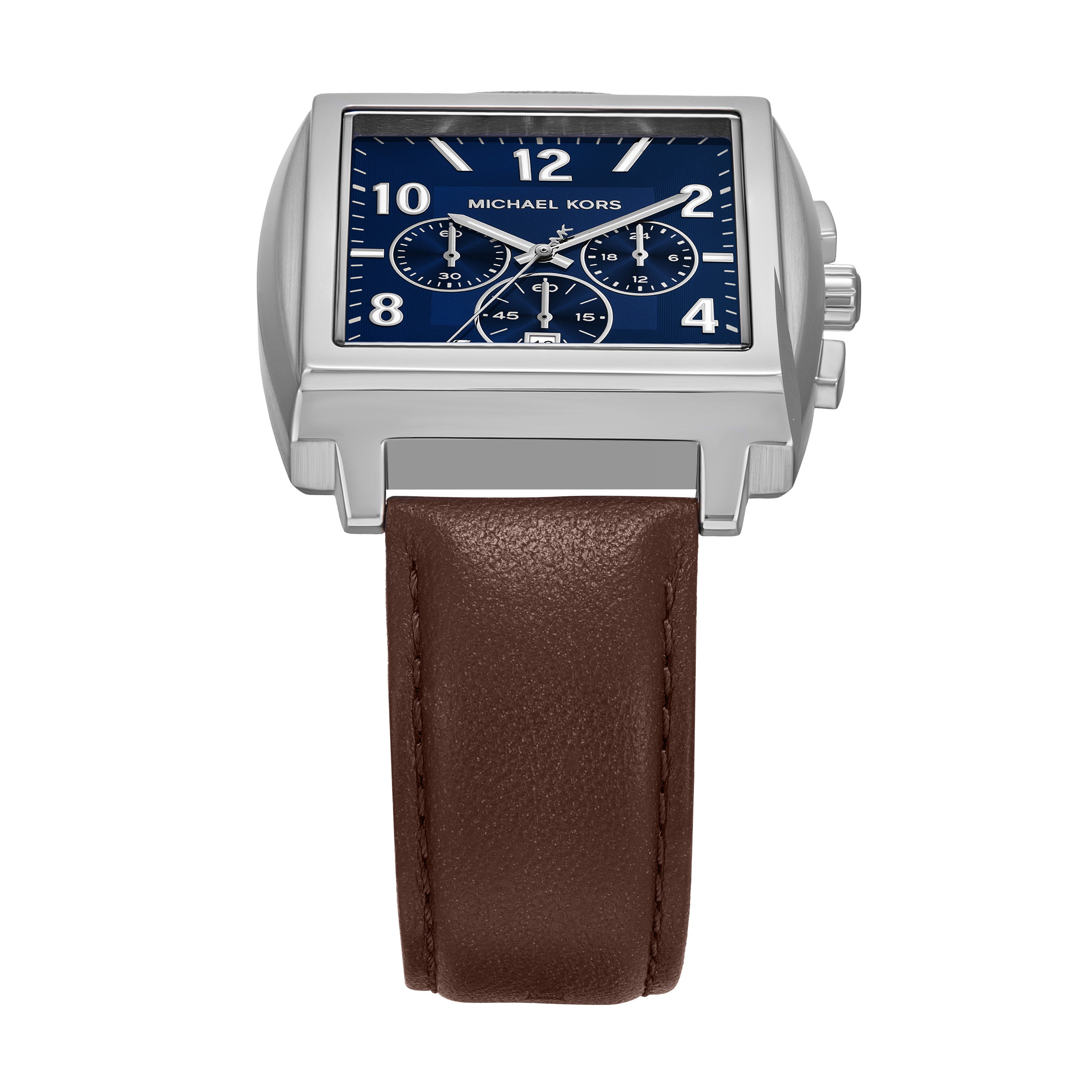 Michael Kors Rhys Blue Dial Brown Leather Strap Watch MK9231