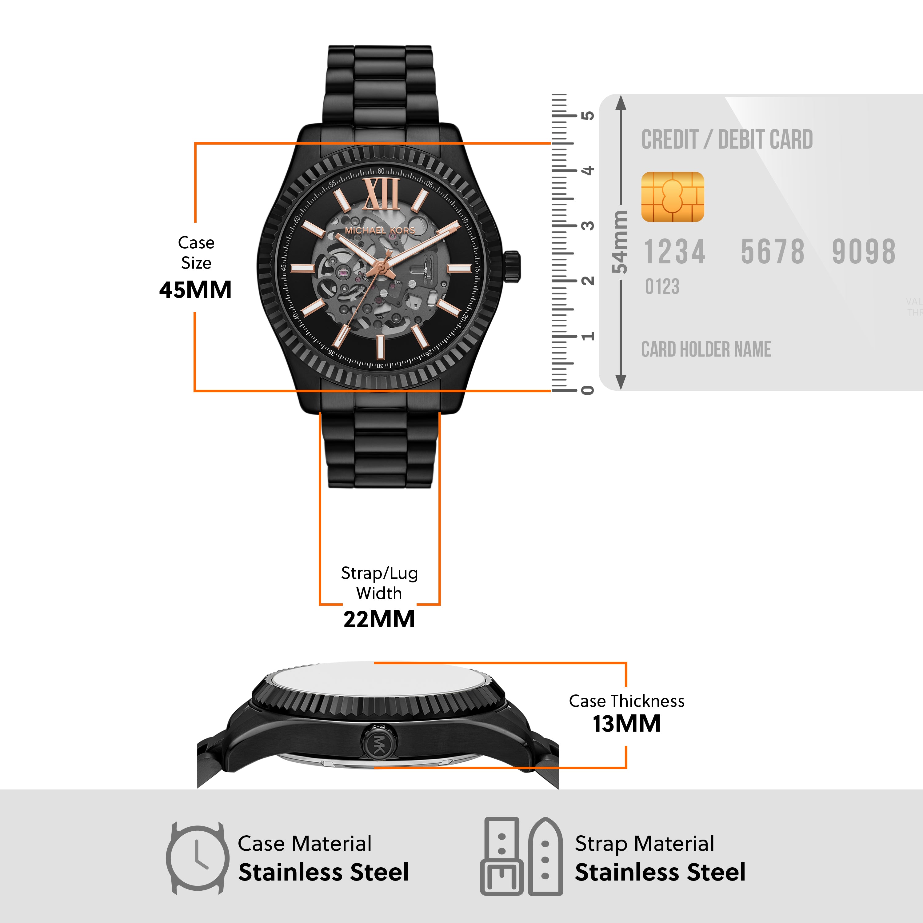 Michael Kors Lexington Black Dial Stainless Steel Watch MK9244