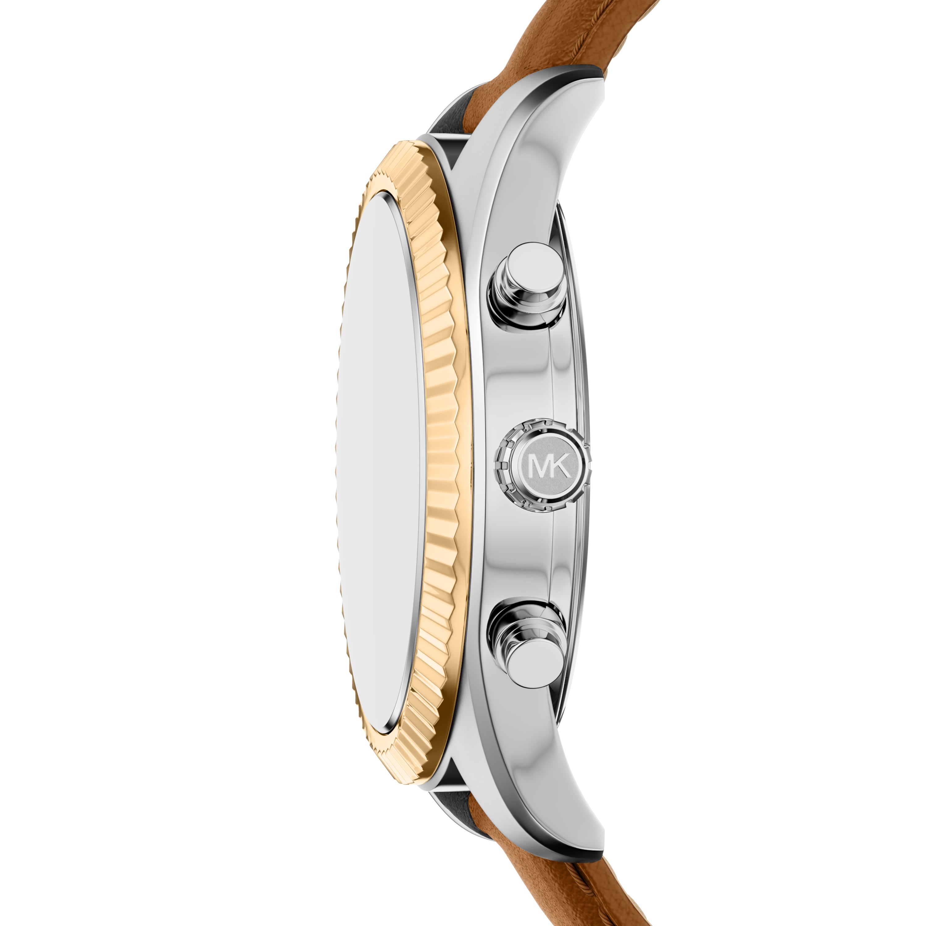 Michael Kors Lexington White Dial Two Toned Brown Leather Band Watch MK9257