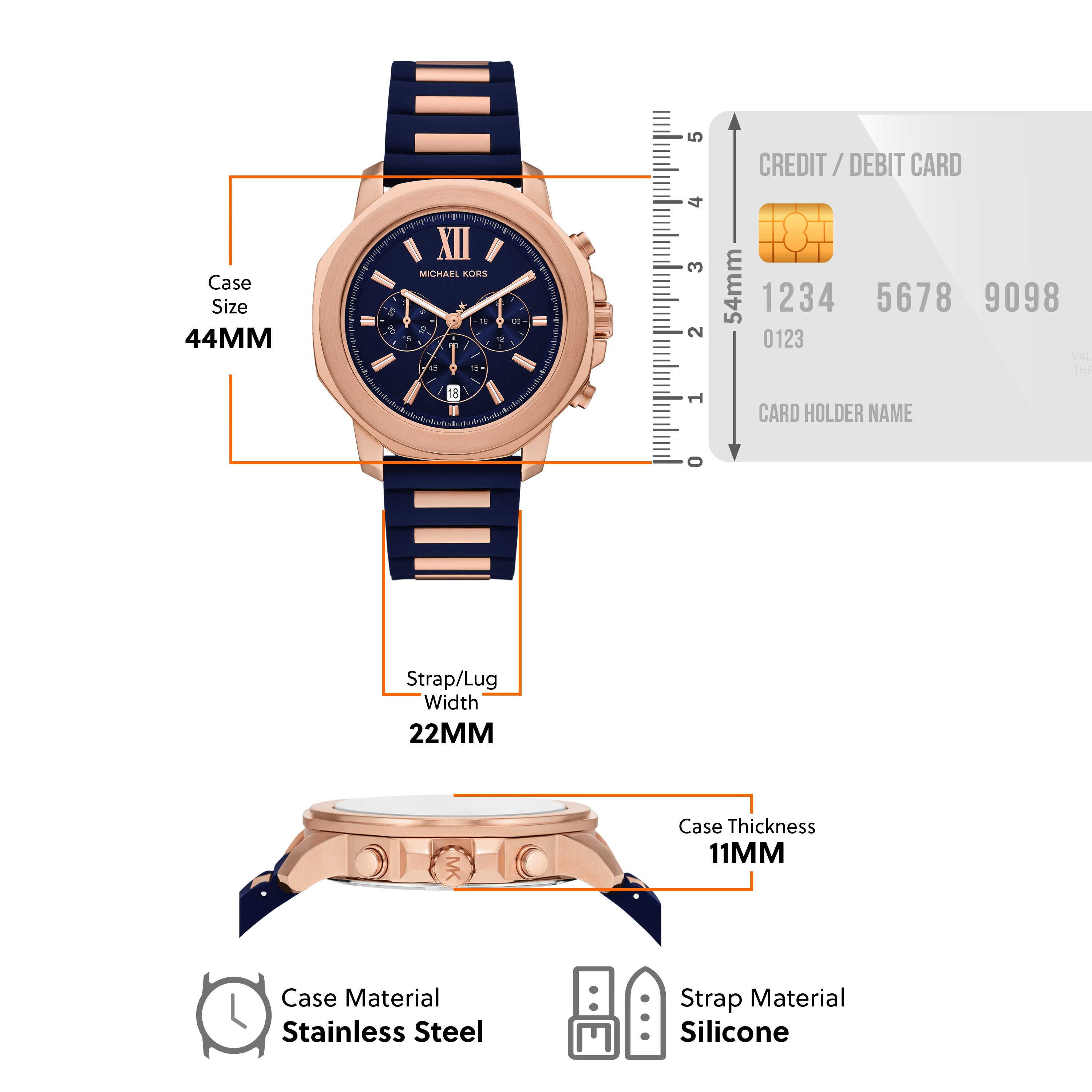 Michael Kors Prescott Rose Gold Navy Men's Watch MK9261