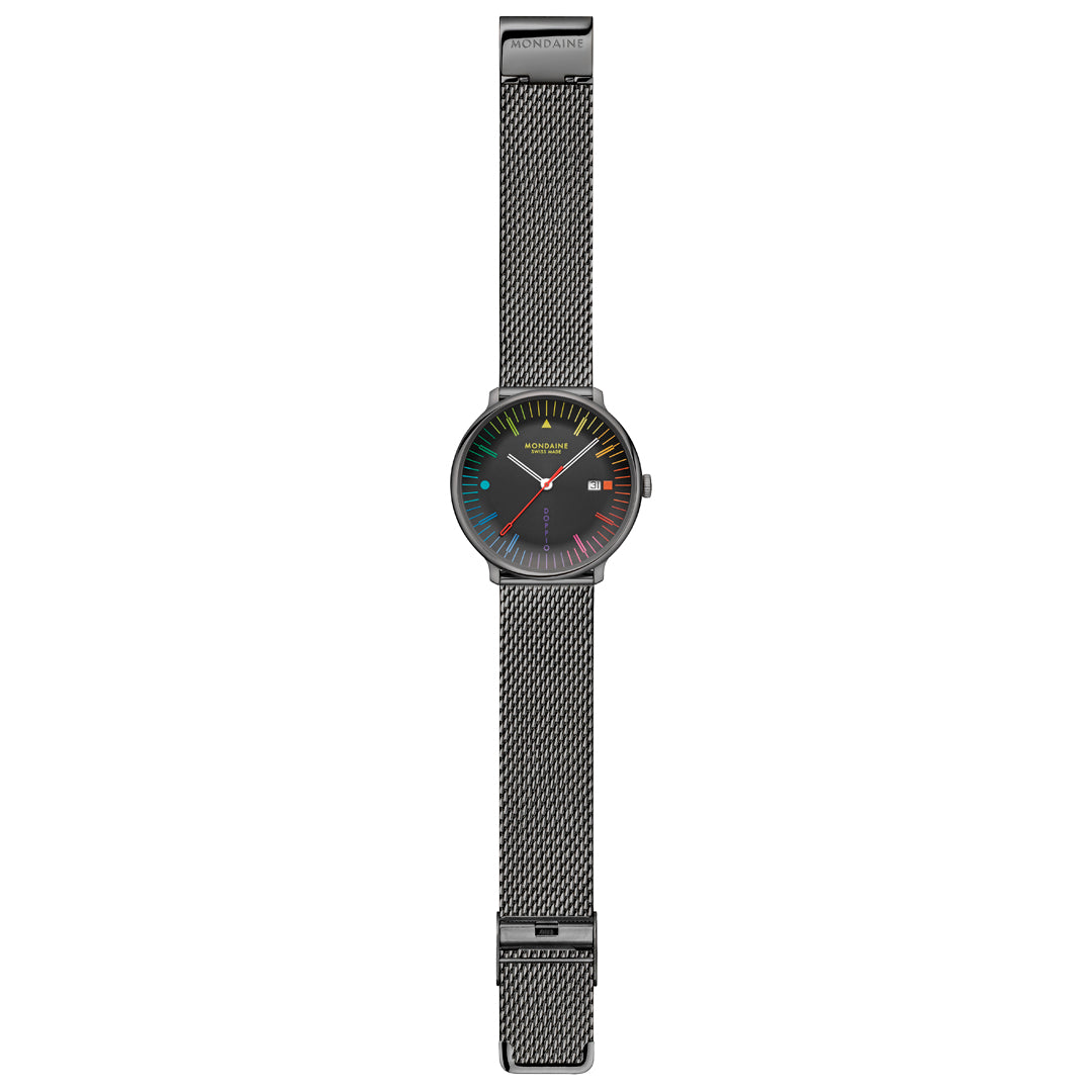Mondaine Doppio Bauhaus Black Stainless Steel 41mm Watch - MLE.41221.SM